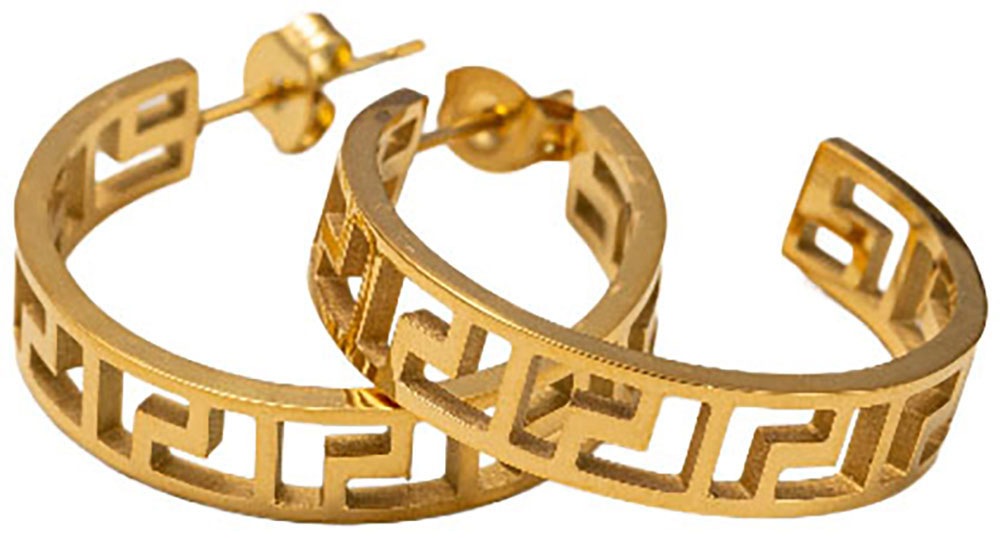 Firetti Paar Creolen »Schmuck Geschenk Edelstahl Ohrschmuck Ohrringe Mäander«, Made in Germany