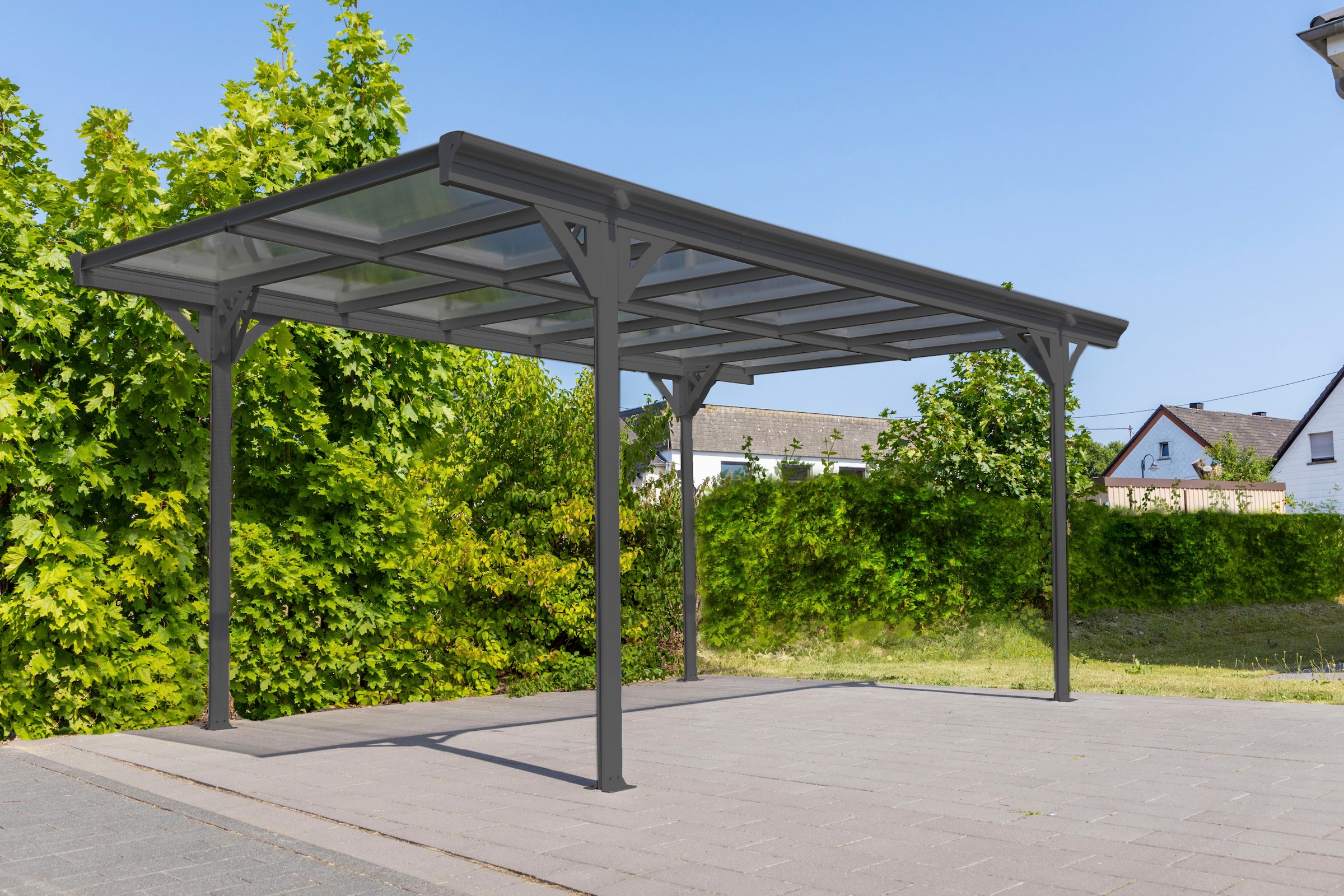 WESTMANN Einzelcarport »Flachdach«, Aluminium, 280 cm, Anthrazit, aus Aluminium, anthrazit