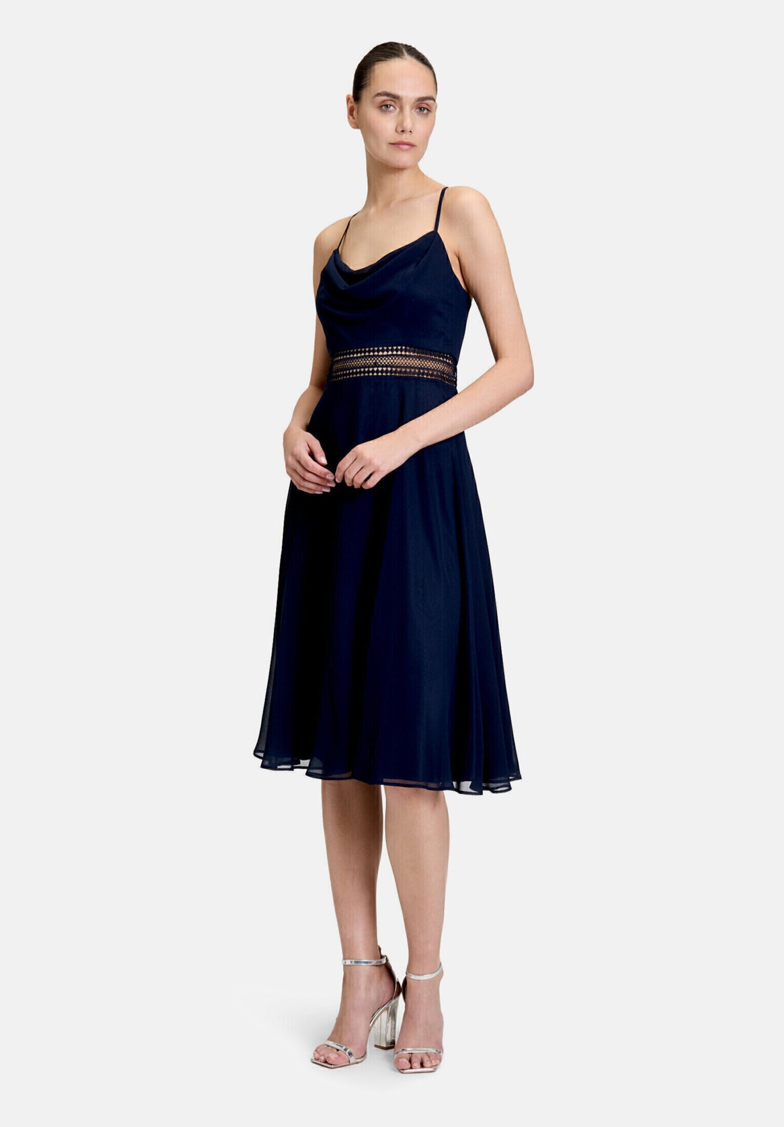 Vera Mont Cocktailkleid "Damen mit Wasserfallausschnitt" Ohne Tasche Stickerei