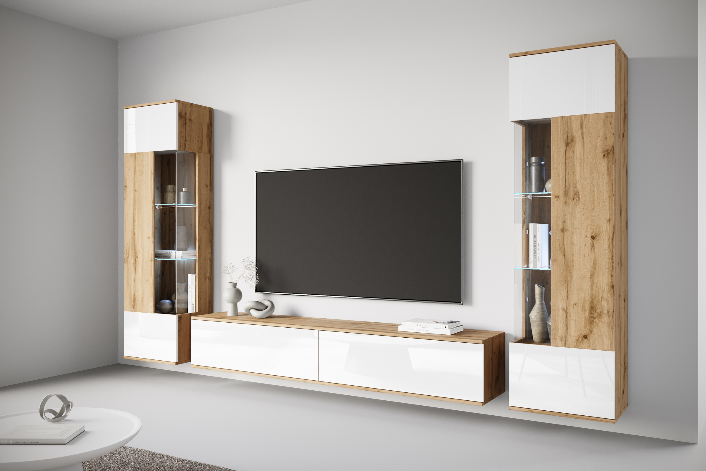 INOSIGN Wohnwand "Kenia, Vitrine Türanschlag links/rechts wechselbar" 3 Stk günstig online kaufen