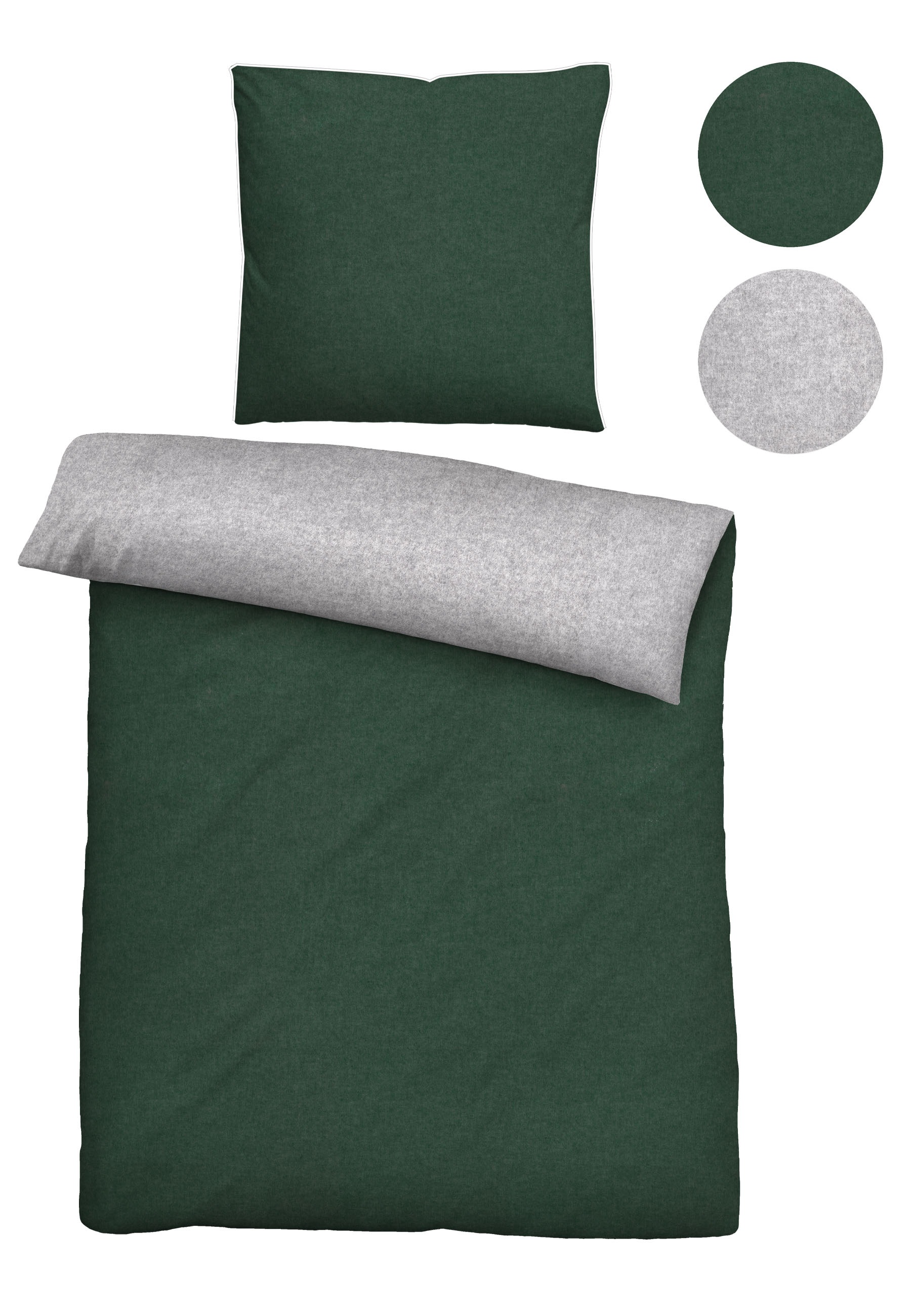 Thumbnail - Biberna Wendebettwäsche "Hermal" 2 Stk. tlg. Flanell in Melangeoptik, Winterbettwäsche, Made in Germany