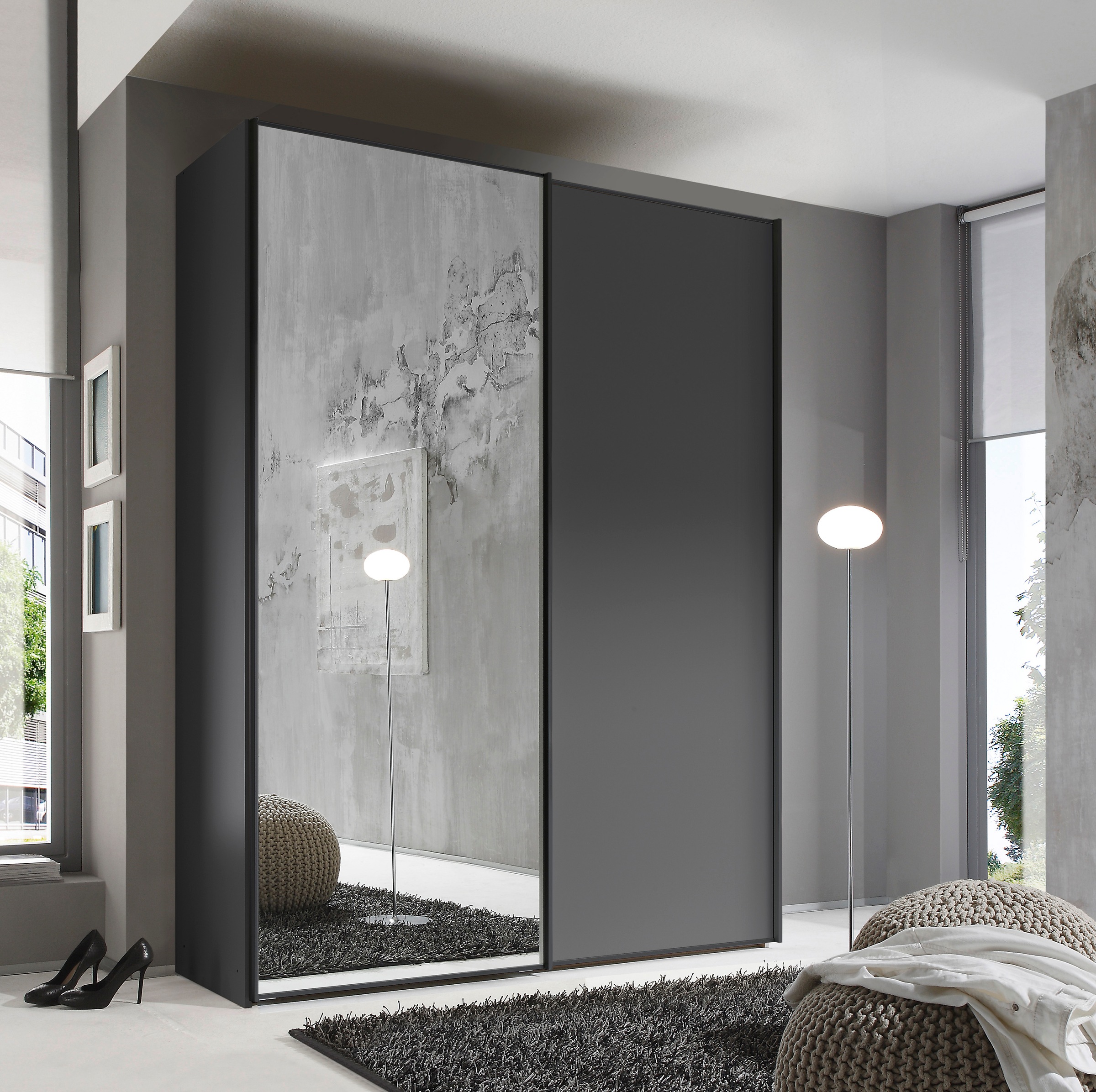 STAUD Schwebetürenschrank »Sinfonie Plus, edles Design in hochwertiger Qualität, Made in Germany«, Mit Spiegeltüre und vier verschiedenen Ausstattungsvarianten