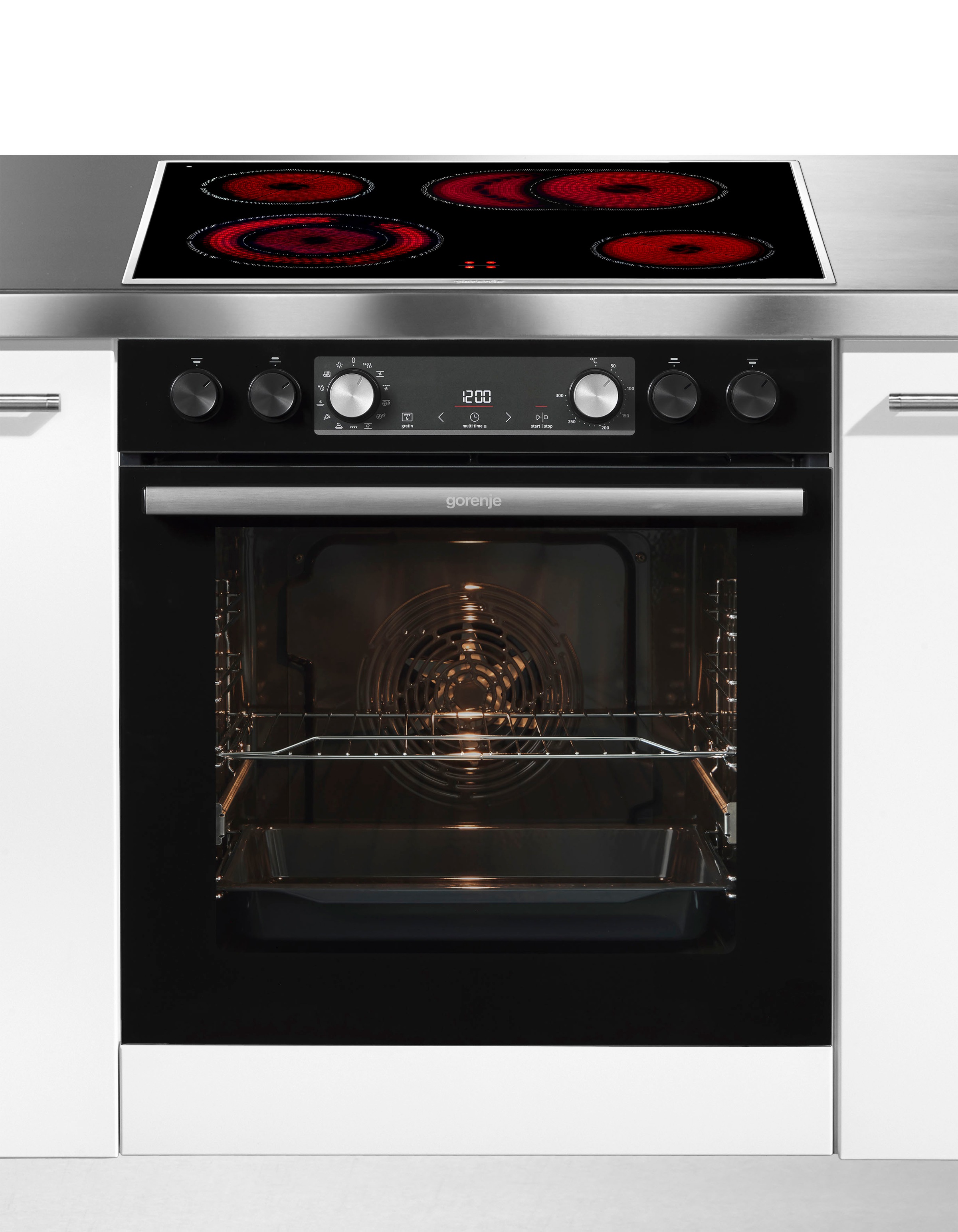 GORENJE Elektro-Herd-Set "Black Set 4", schwarz, Herdsets, 300 C Pizzafunktion. Pizza wie aus dem Steinofen
