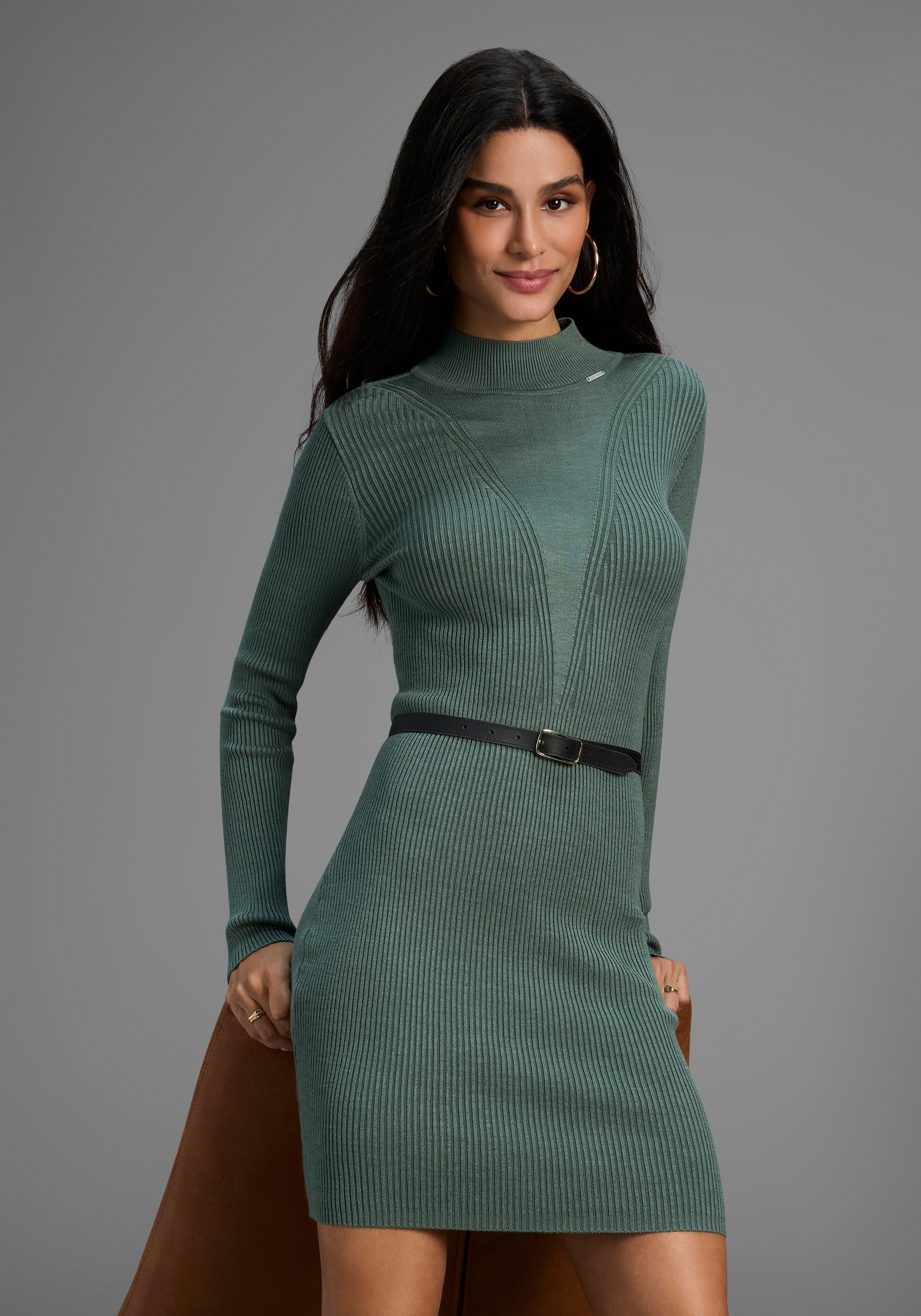 Bruno Banani Strickkleid, mit sexy Mesh-Einsatz günstig online kaufen