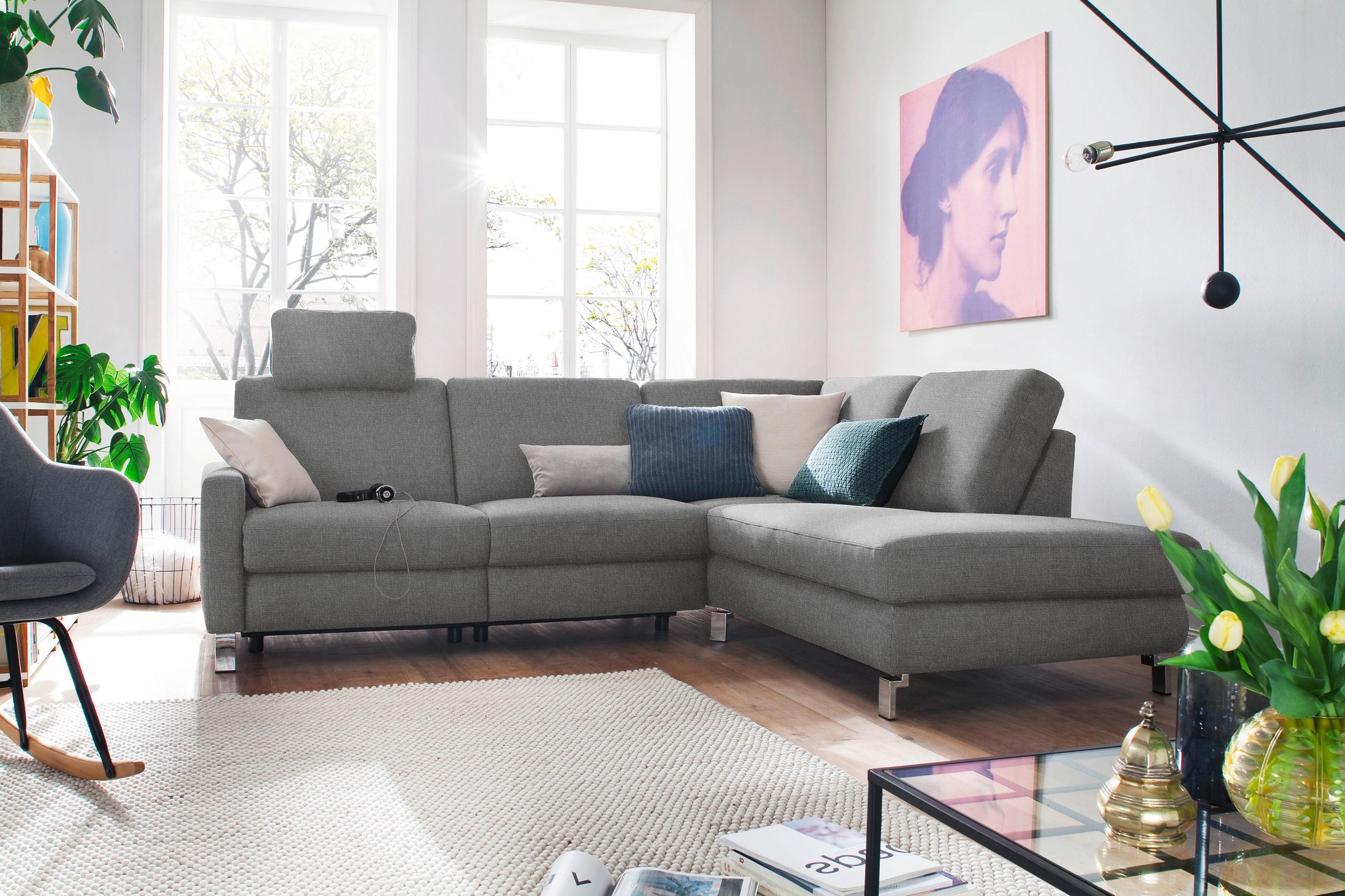 3C Candy Ecksofa "Mainau modern und elegant, mit gutem Sitzkomfort, L-Form" günstig online kaufen