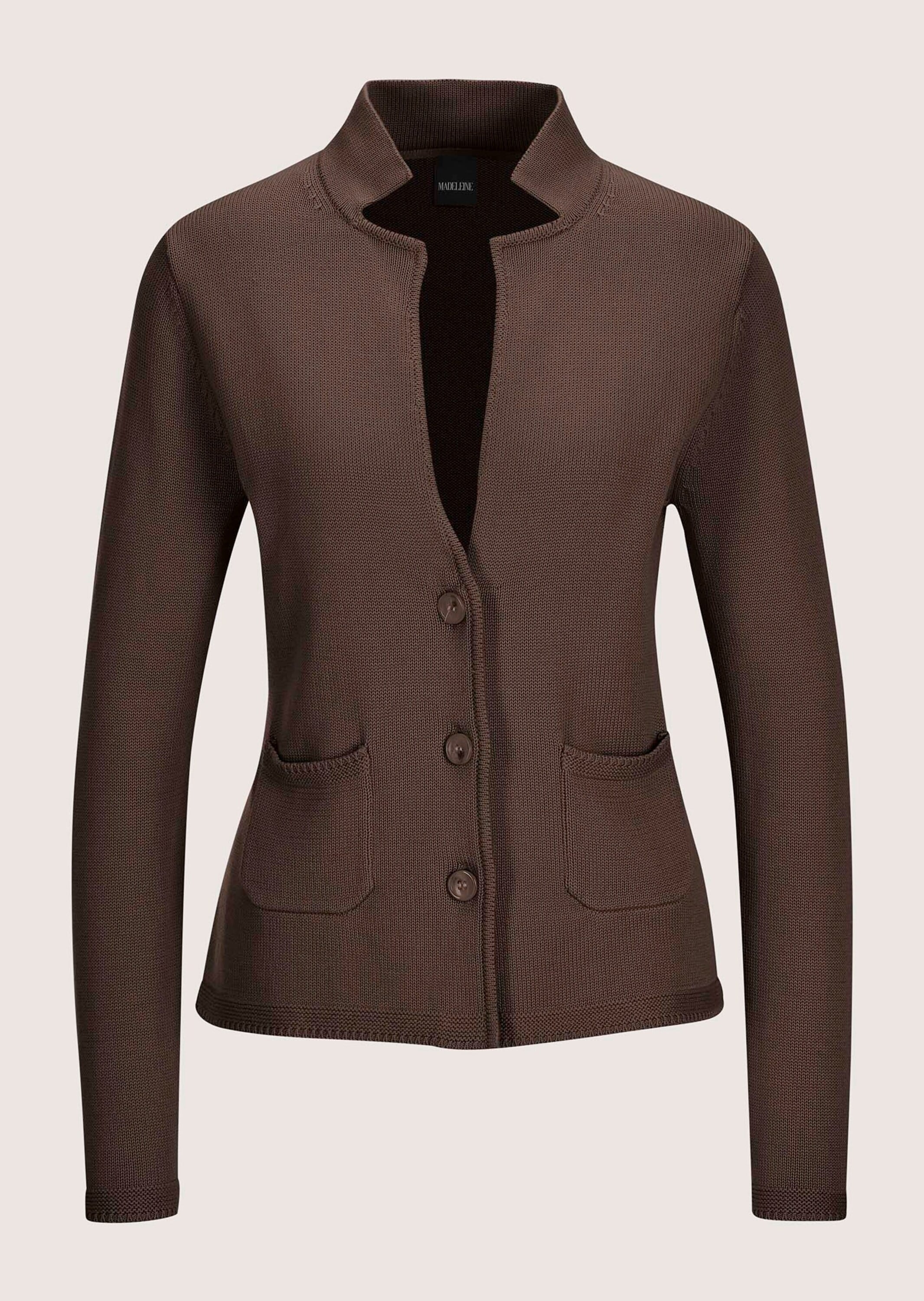 MADELEINE Strickjacke "Strickblazer Eleganter Blazer mit feinem Glattstrick" Hautsympathische Baumwolle