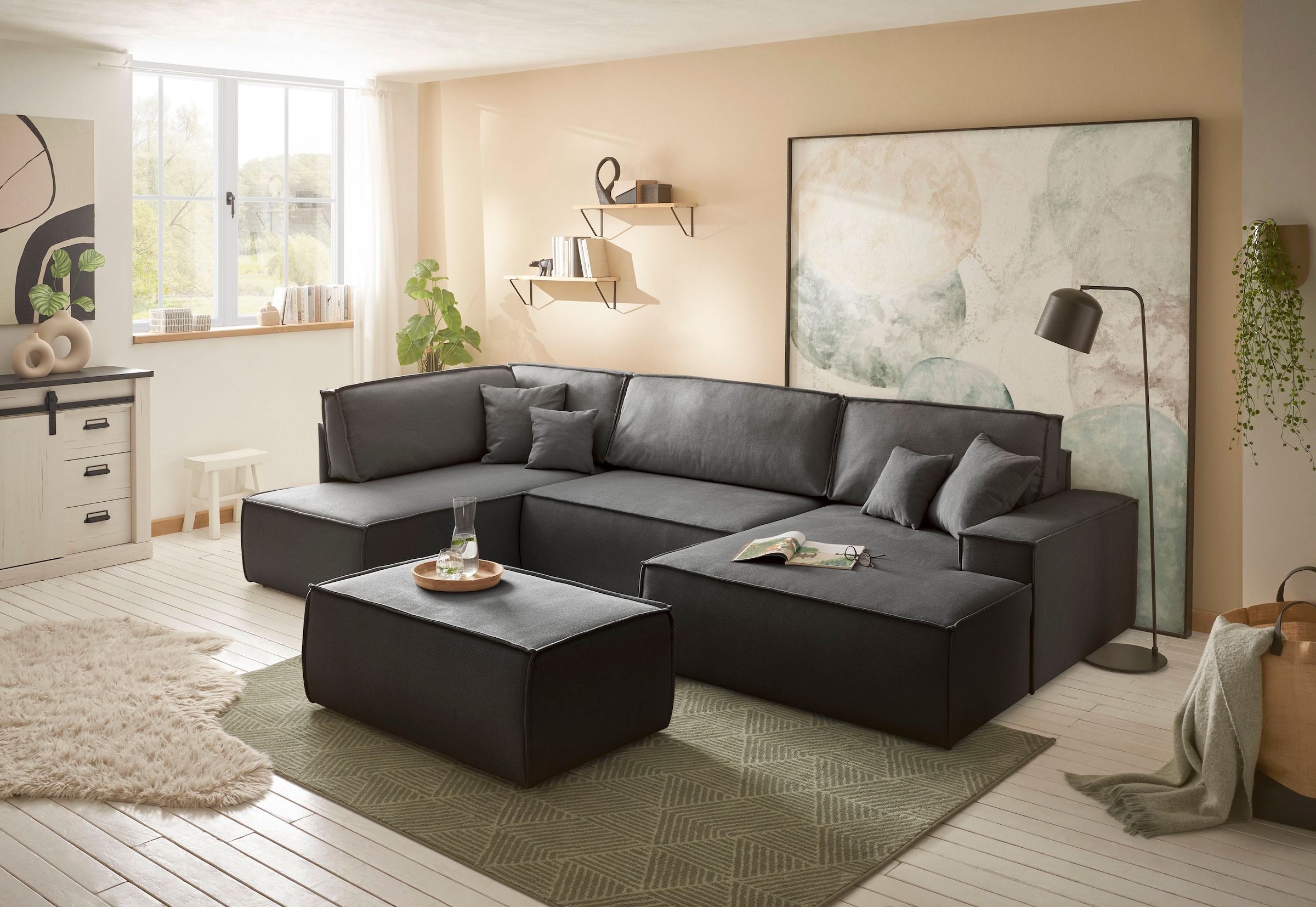 OTTO home Hocker »FINNLEY Struktur fein, Polsterhocker zur Serie FINNLEY« passend zur Polster-Serie Finnley