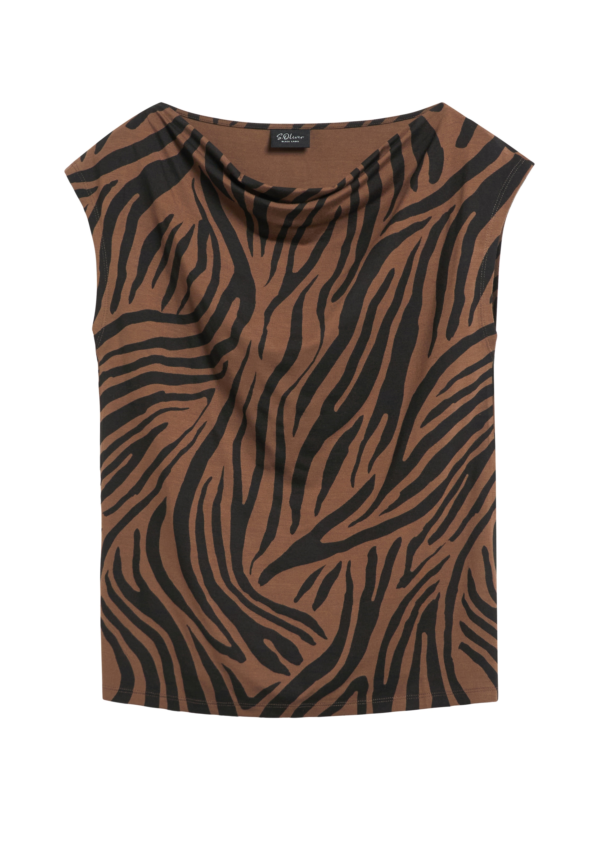 s.Oliver BLACK LABEL Kurzarmshirt Sommerbluse mit Animal-Print / aus Viskose