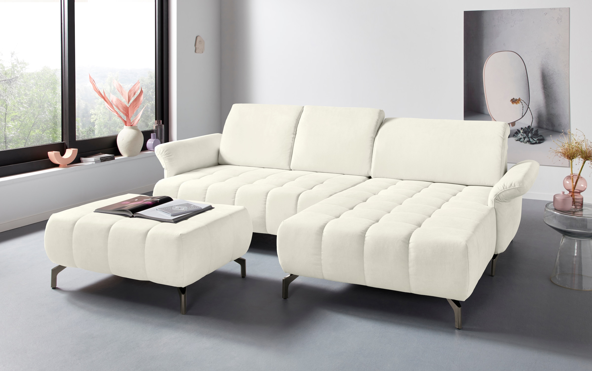 INOSIGN Ecksofa »Fresh L-Form«, Federkern, wahlweise Kopfteilverstellung und motorischer Vorziehsitz