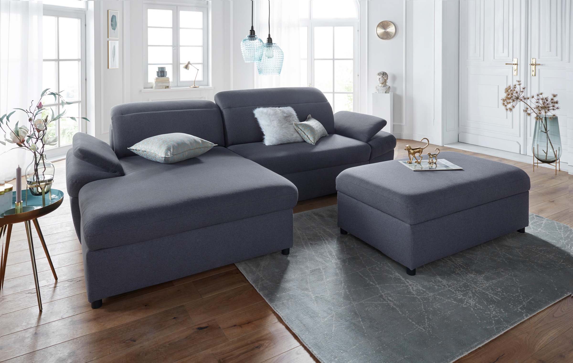 exxpo - sofa fashion Ecksofa »Kyoto, inkl. Kopfteil- und Armteilverstellung, hoher Sitzkomfort«, wahlweise mit Bettfunktion und Bettkasten, hochwertige Bezüge, L-Form