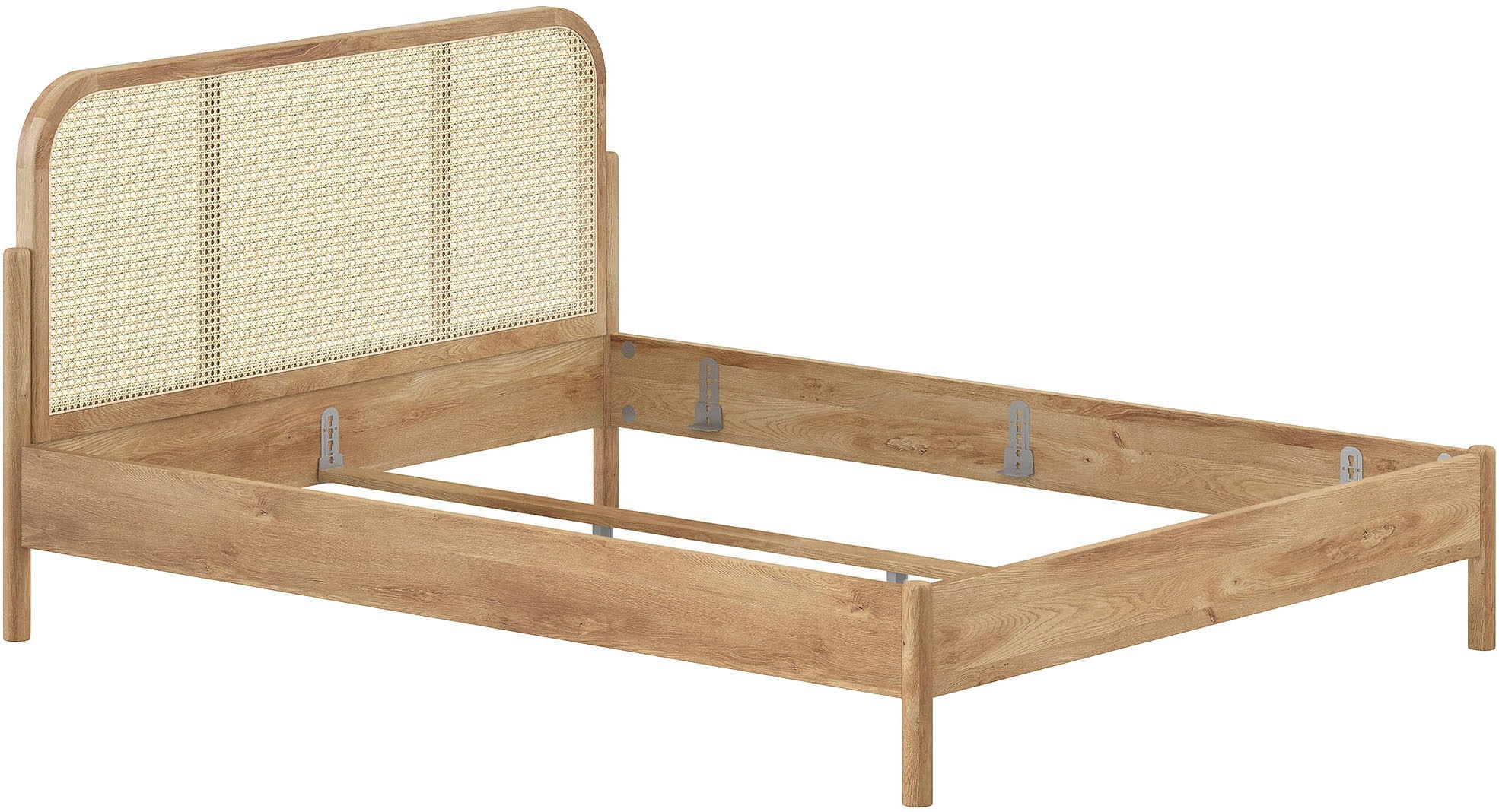 Vipack Bettgestell »mit massiven Bettpfosten und furnierten Bettseiten«, ohne Lattenrost, mit höhenverstellbarem Rahmenbeschlag, zwei Breiten