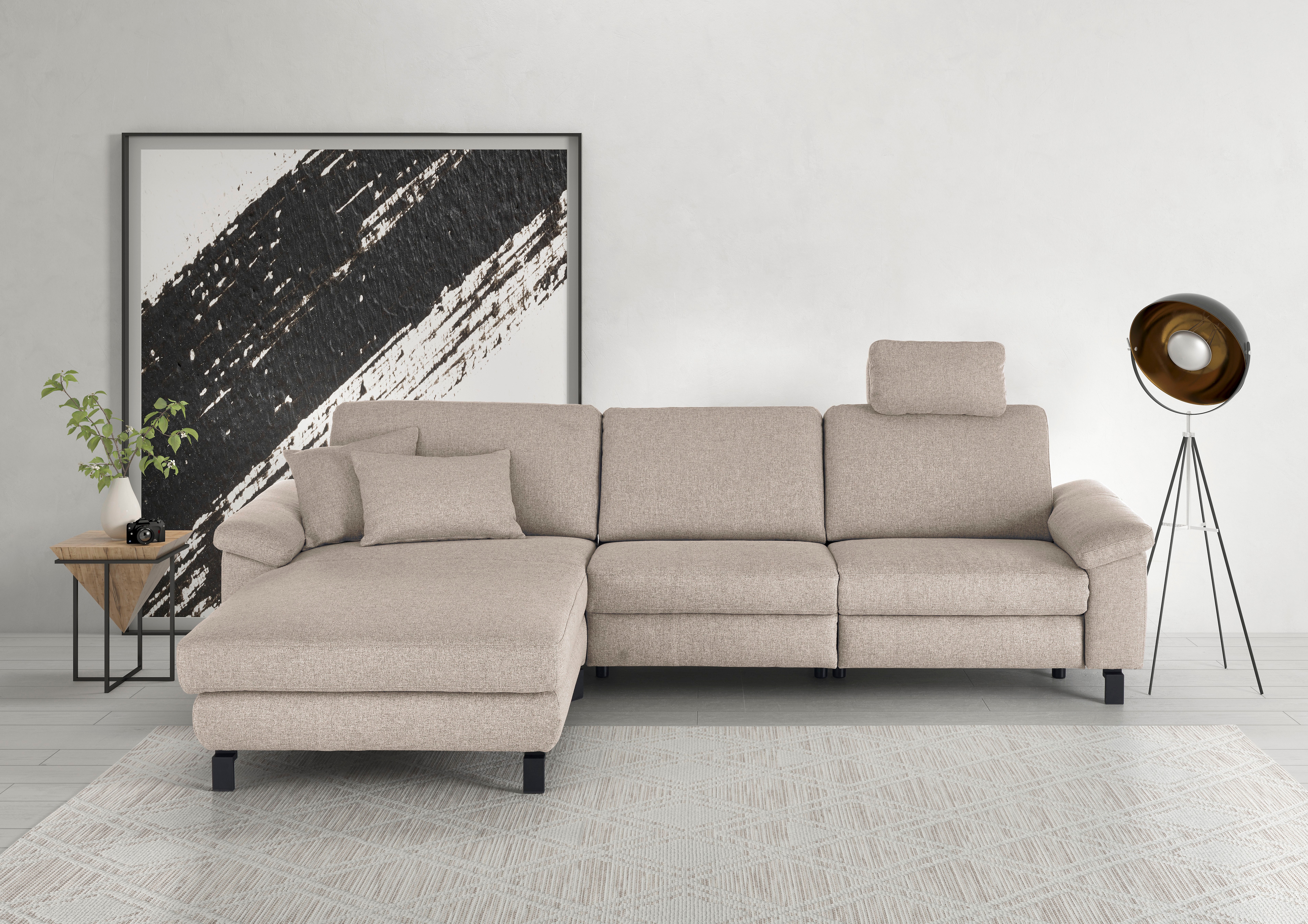 3C Candy Ecksofa "Mainau L-Form" Relaxfunktion im 1,5-Sitzer, motorische Schlaffunktion in Longchair
