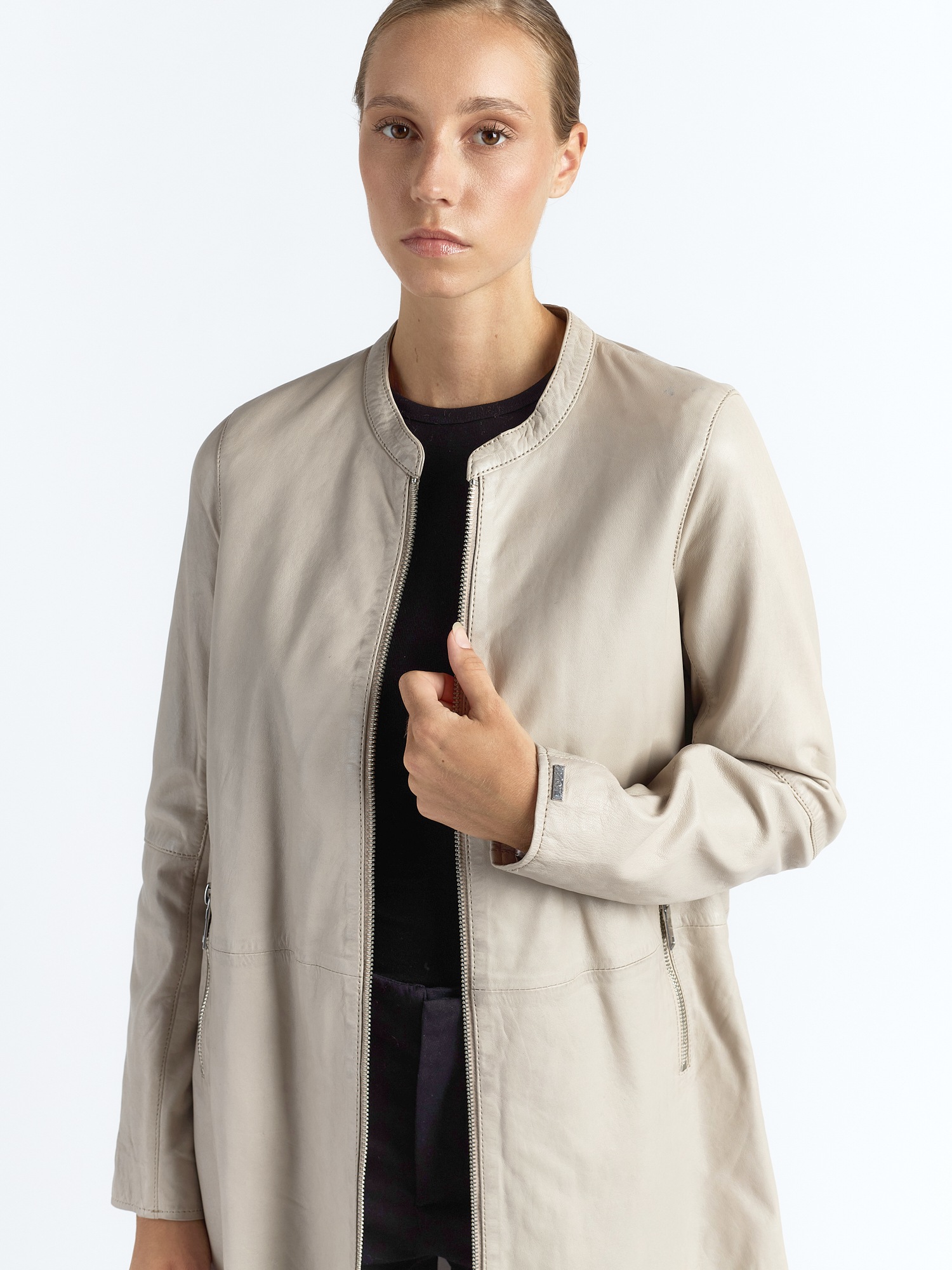 MAZE 4202040 Ledermantel Damen Beige 3XL 3