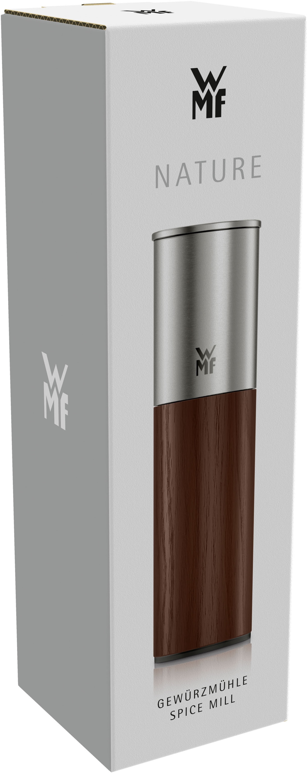 WMF Gewürzmühle »Nature«, (1 St.), Keramikmahlwerk, einstellbarer Mahlgrad, Aromaschutzdeckel, Holz