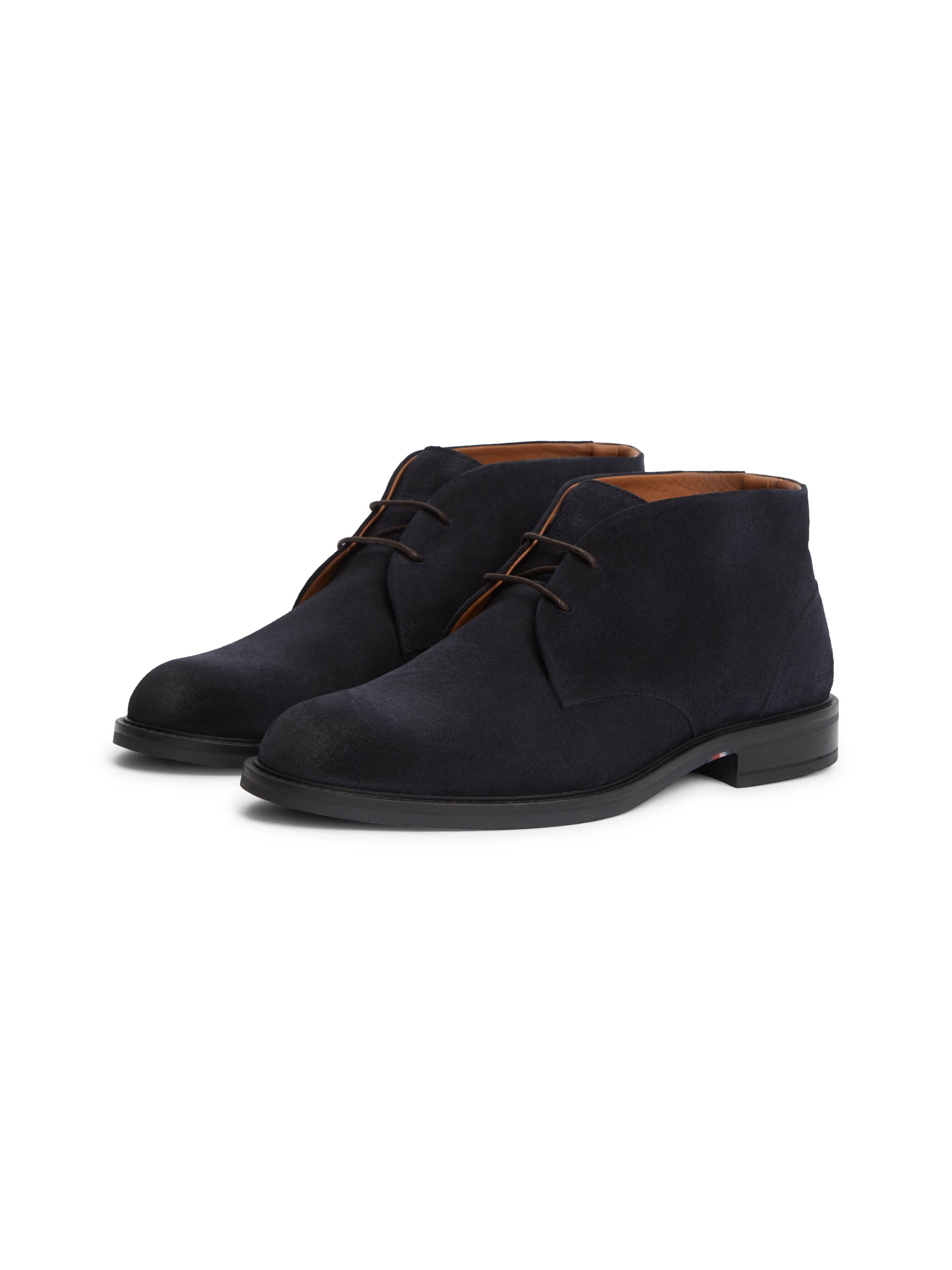 Tommy Hilfiger Schnürstiefelette "CORPORATE DRESSY SUEDE LACE BOOT" Boots mit Kontrastbesatz an der Ferse