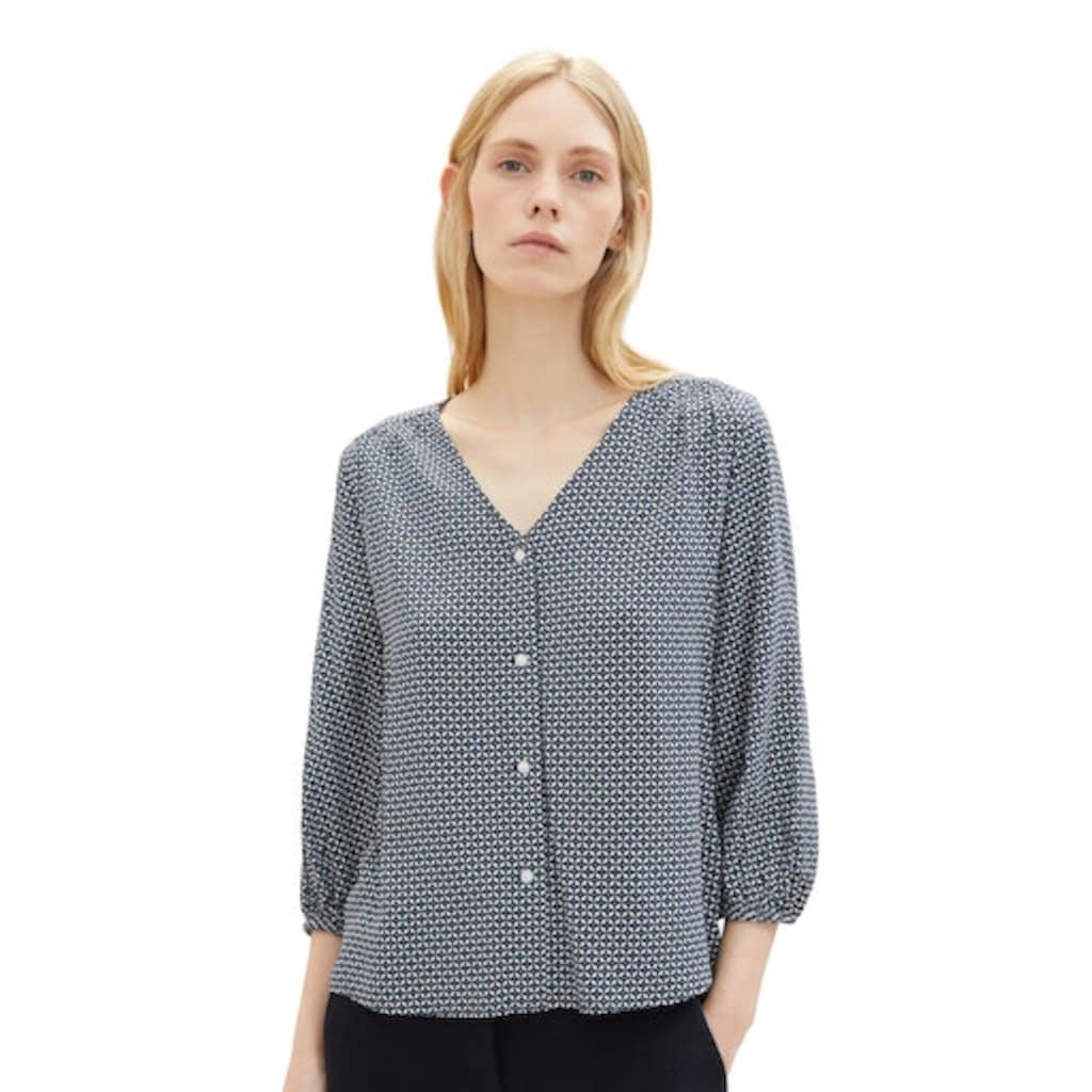 TOM TAILOR Druckbluse, mit durchgehender Knopfleiste