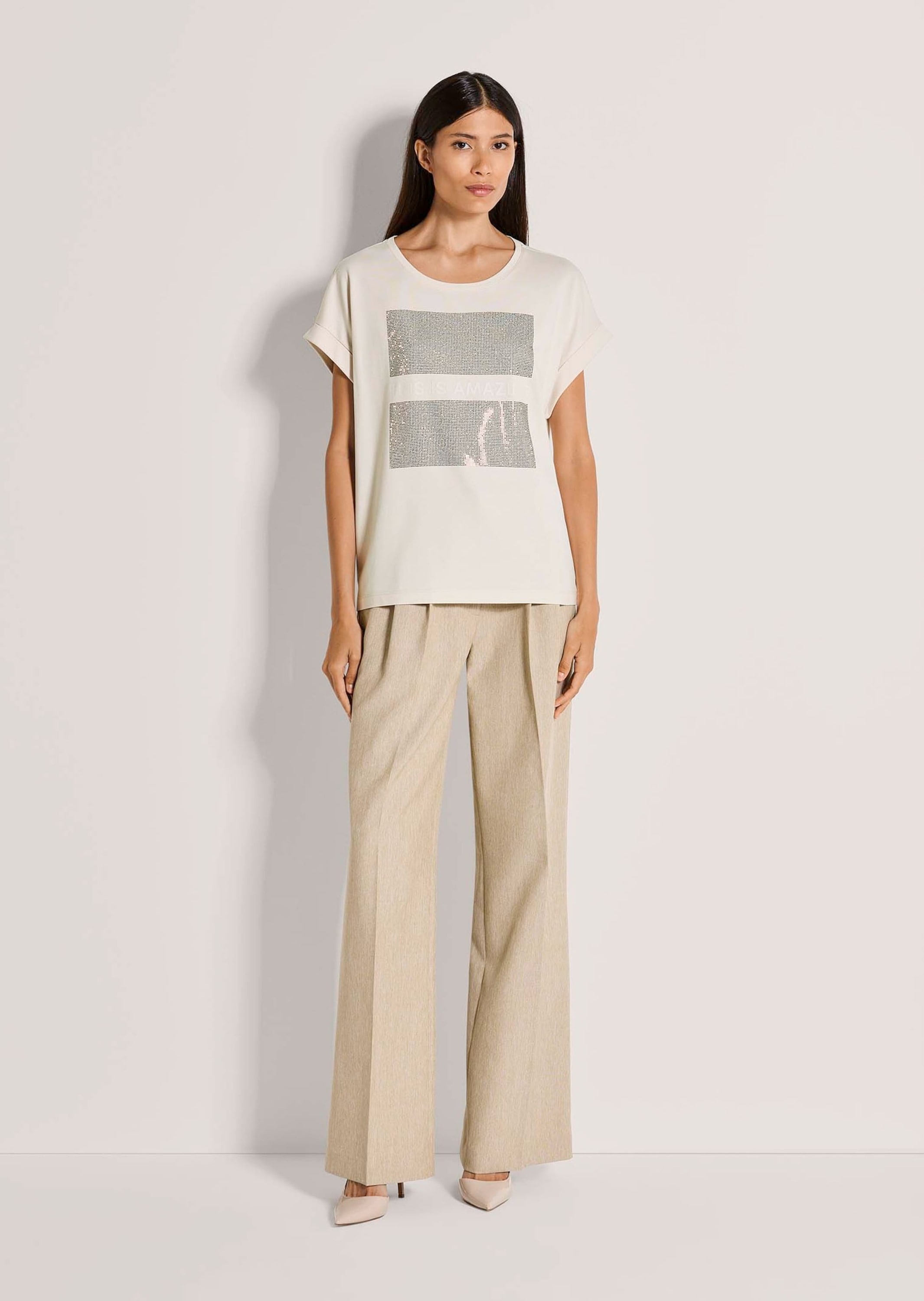 MADELEINE Kurzarmshirt »Shirt Oversized Shirt mit Print, Kurzarm« Motiv mit Strasssteinen