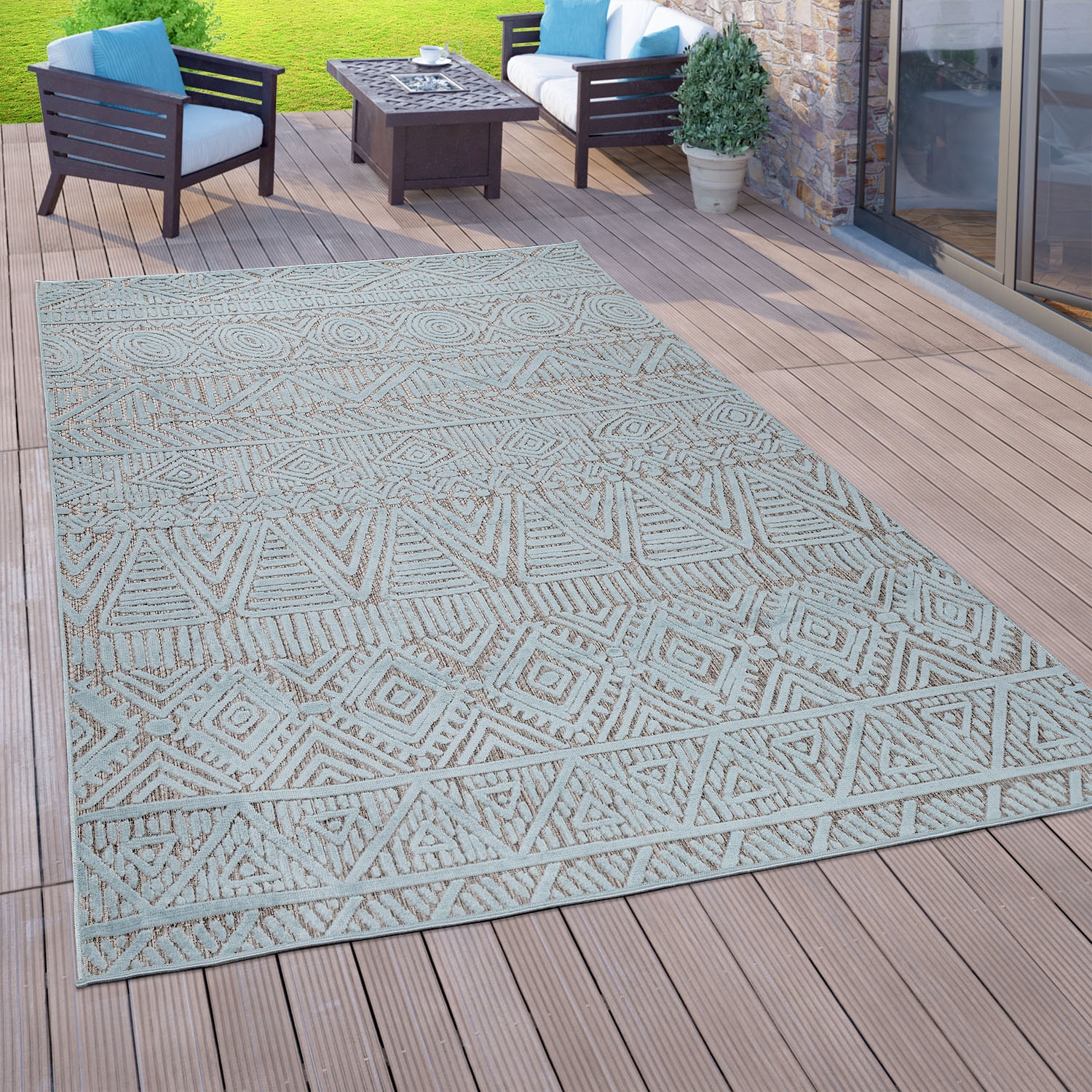 Paco Home Teppich rechteckig, Wohnzimmer 784«, BAUR »Teka 3D-Design, In- | und Outdoor kaufen Flachgewebe, geeignet