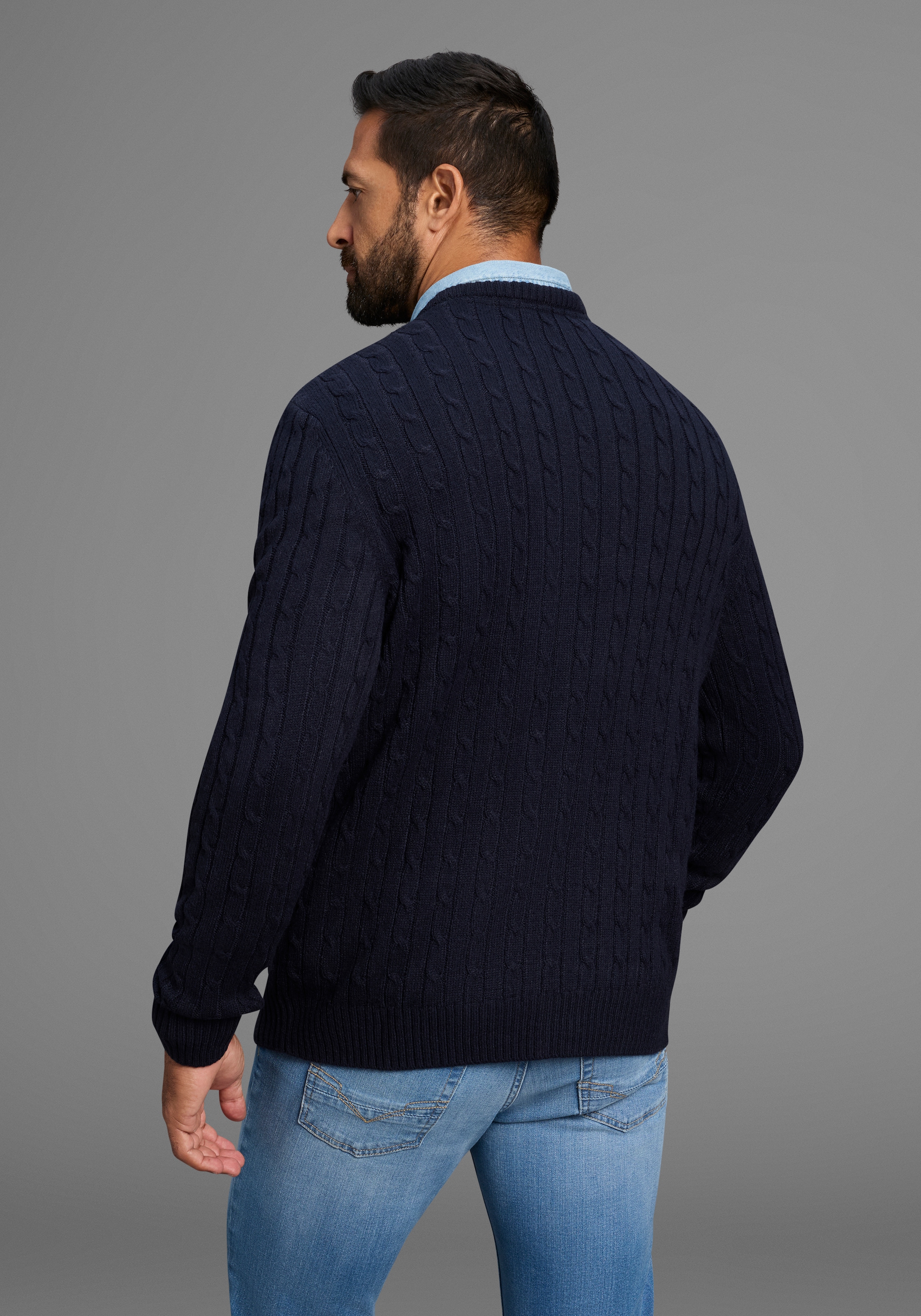 Man's World Rundhalspullover »Neue Kollektion! Highlight allover Zopfmuster!« weicher Griff, Perfekt für die kältere Jahreszeit
