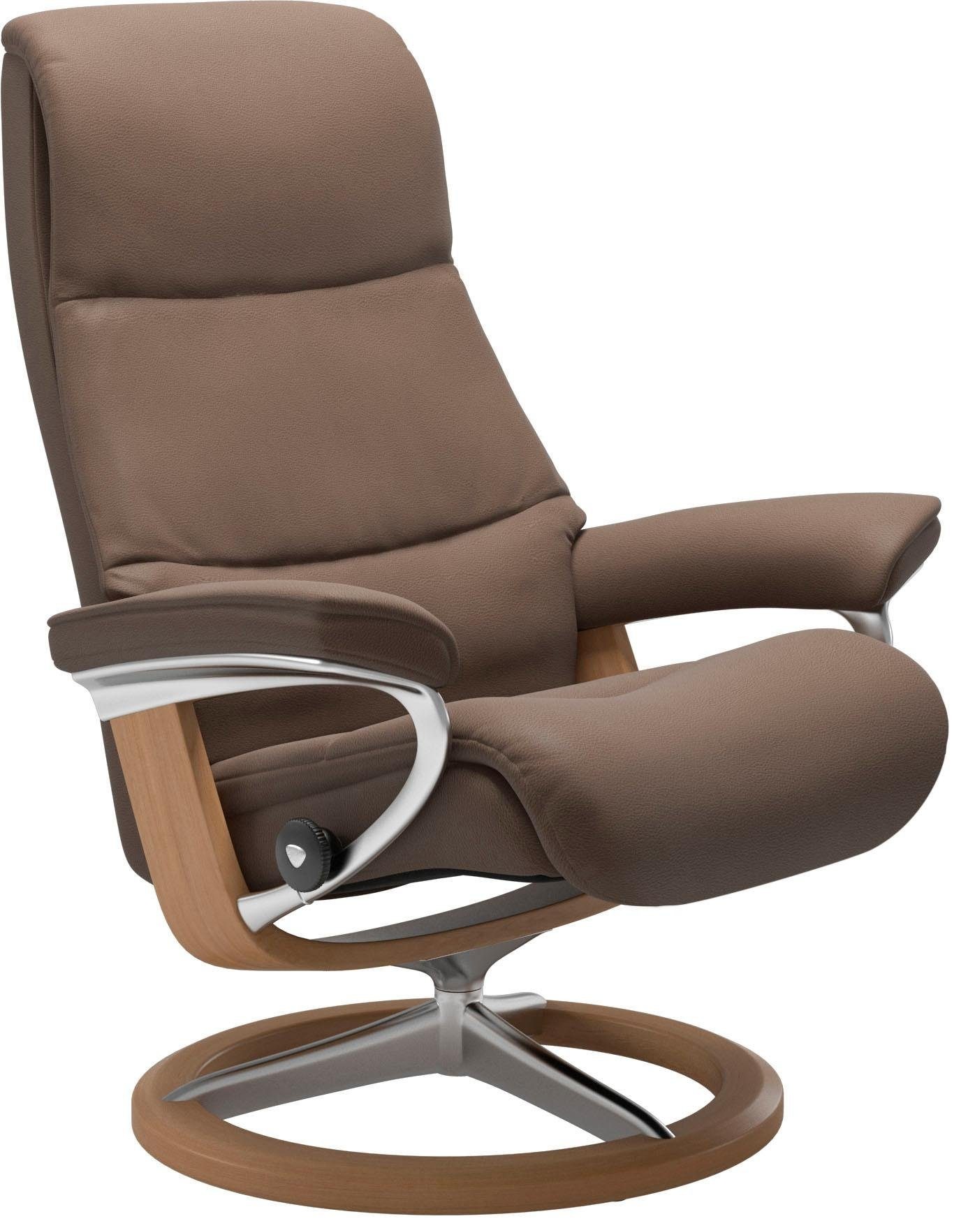 Stressless® Relaxsessel »View«, (Set, Relaxsessel mit Hocker), mit Signature Base, Größe S,Gestell Eiche