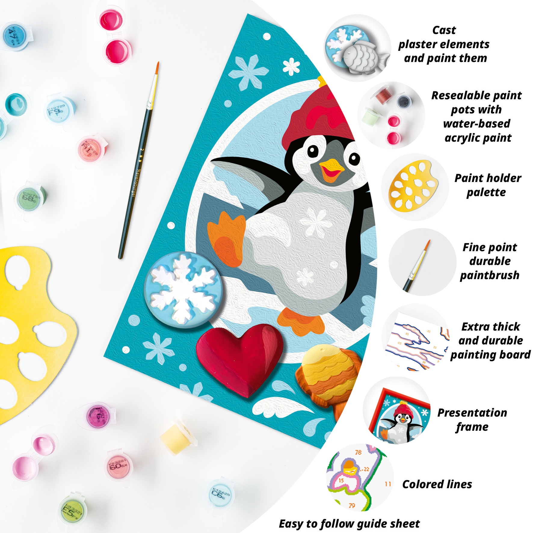 Ravensburger Malen nach Zahlen »CreArt, Fröhlicher Pinguin - mit Gibs gießen« Made in Europe