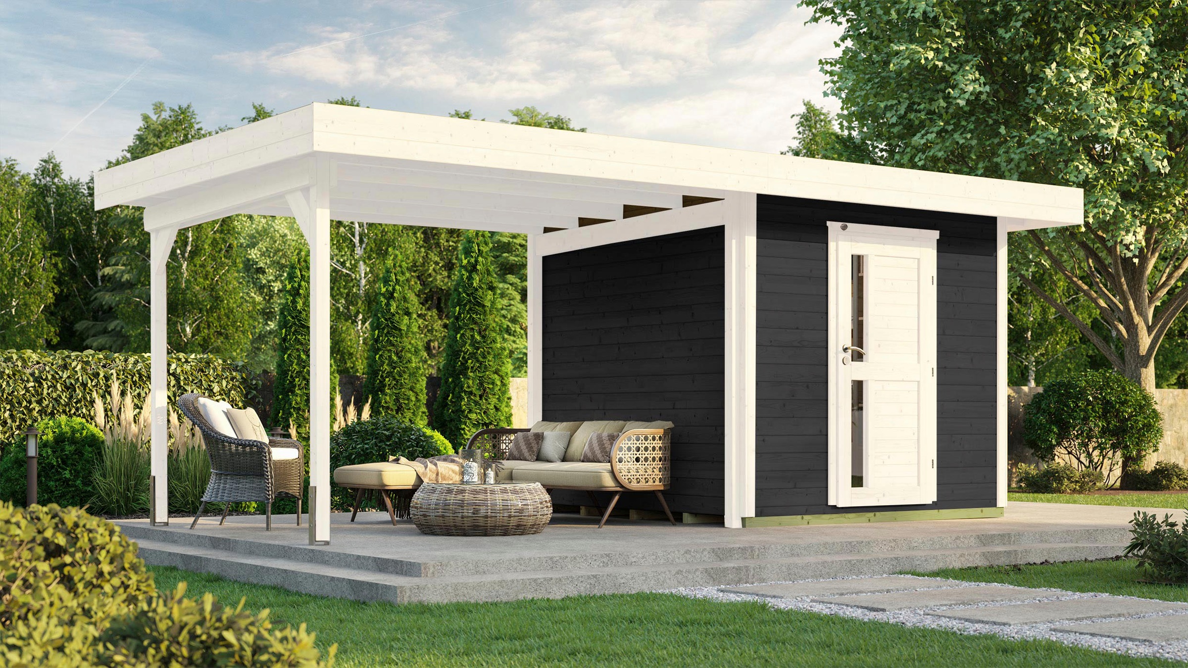 weka Gartenhaus »Designhaus 172 B«, (Set), mit Anbaudach