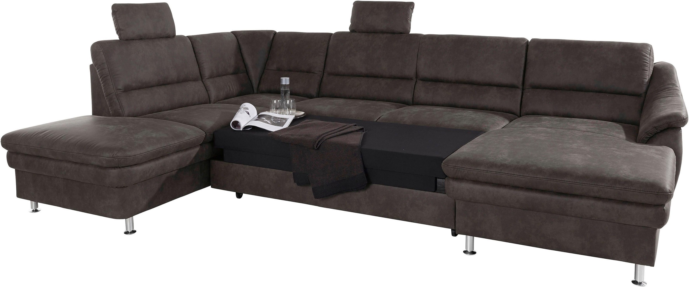 sit&more Wohnlandschaft »Cardoso U-Form«, mit Federkern und Kopfstützen, mit Bettfunktion und Relaxfunktion