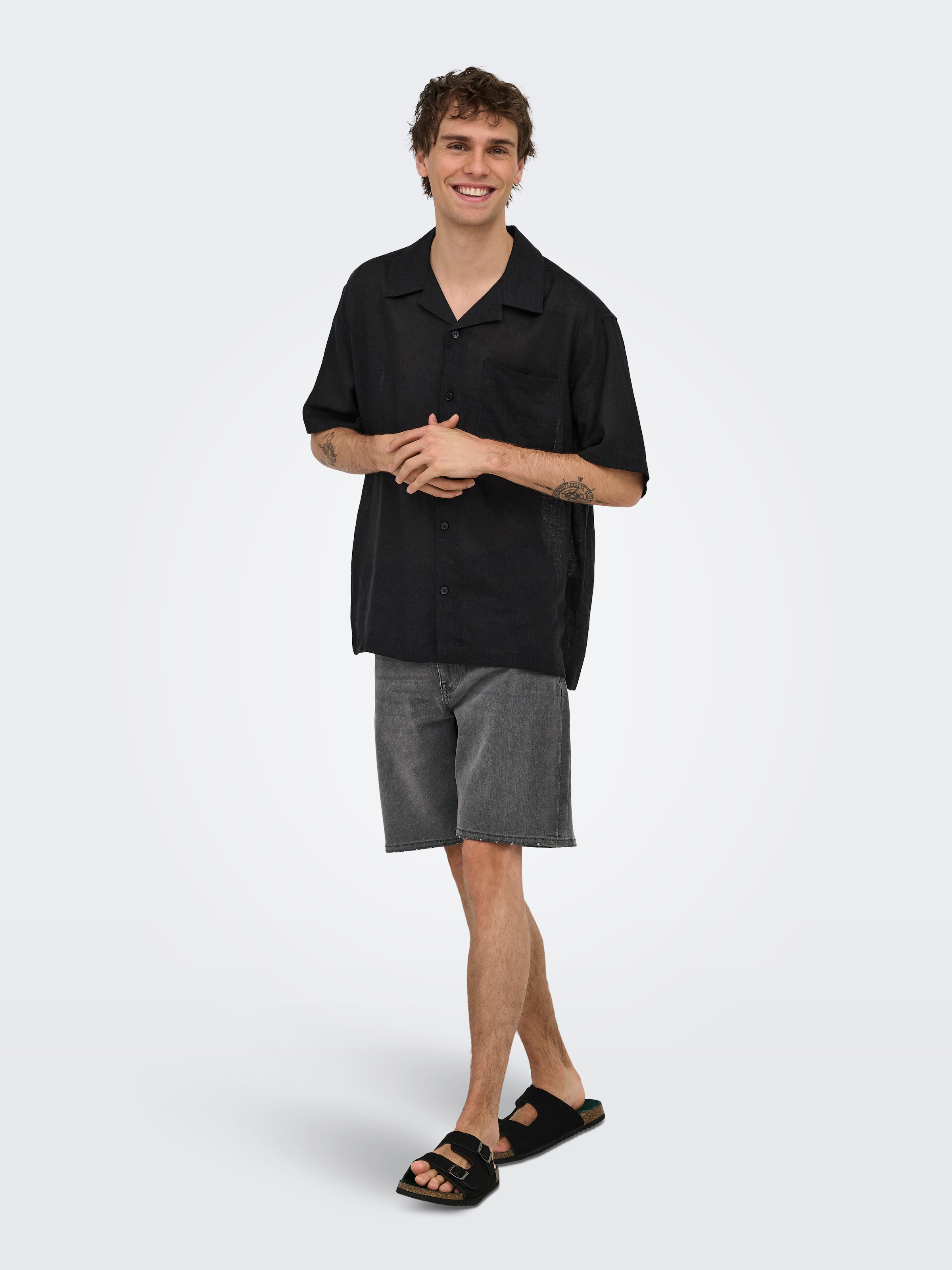 ONLY & SONS Kurzarmhemd »ONSLAURENCE RLX RESOR SS LINENBLEND NOOS«