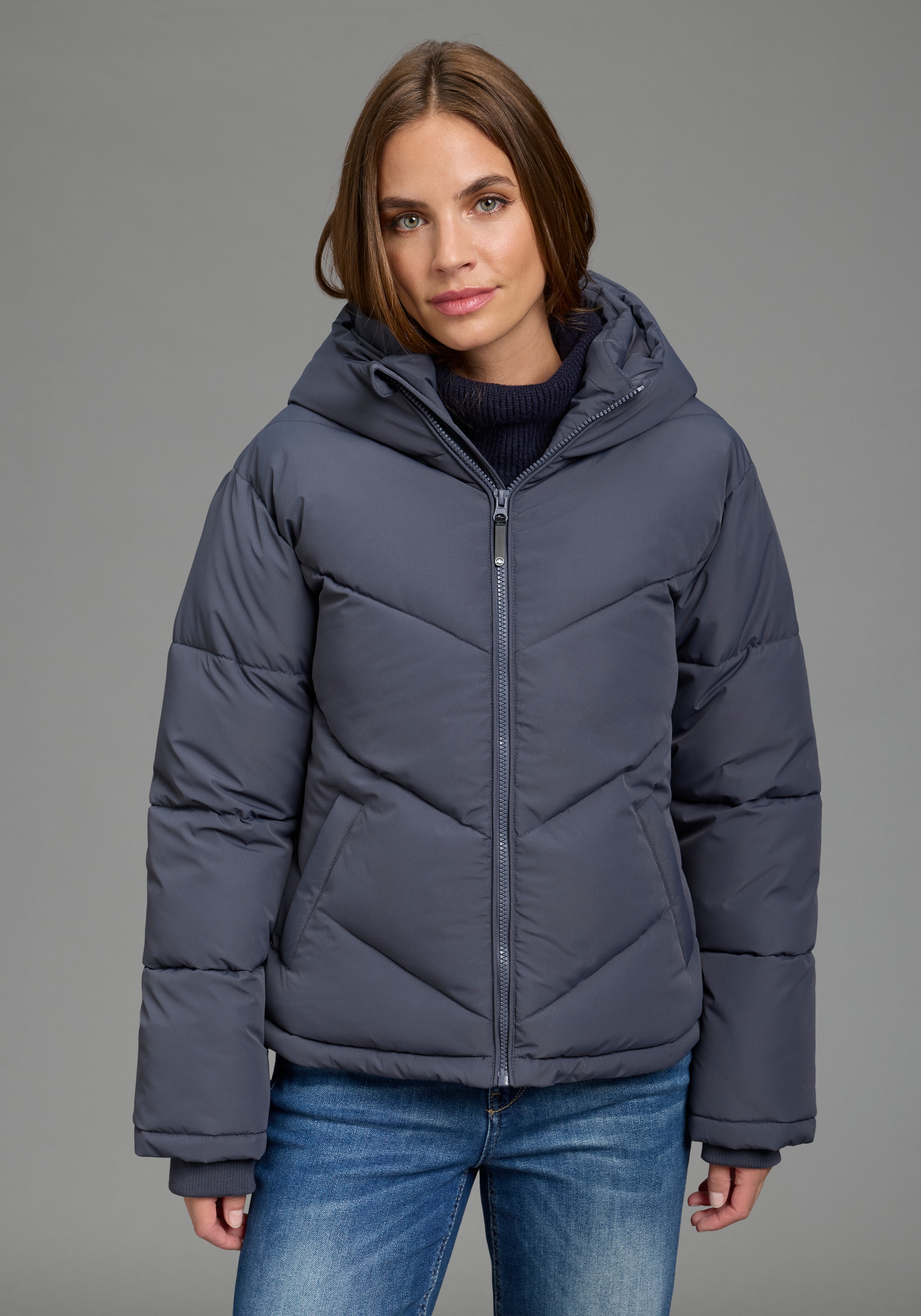 POLARINO Damen Steppjacke, grau, Gr. 42, unifarben, Web, Obermaterial: 100% Polyester. Futter: 100% Polyester. Wattierung: 100% Polyester, Jacken,