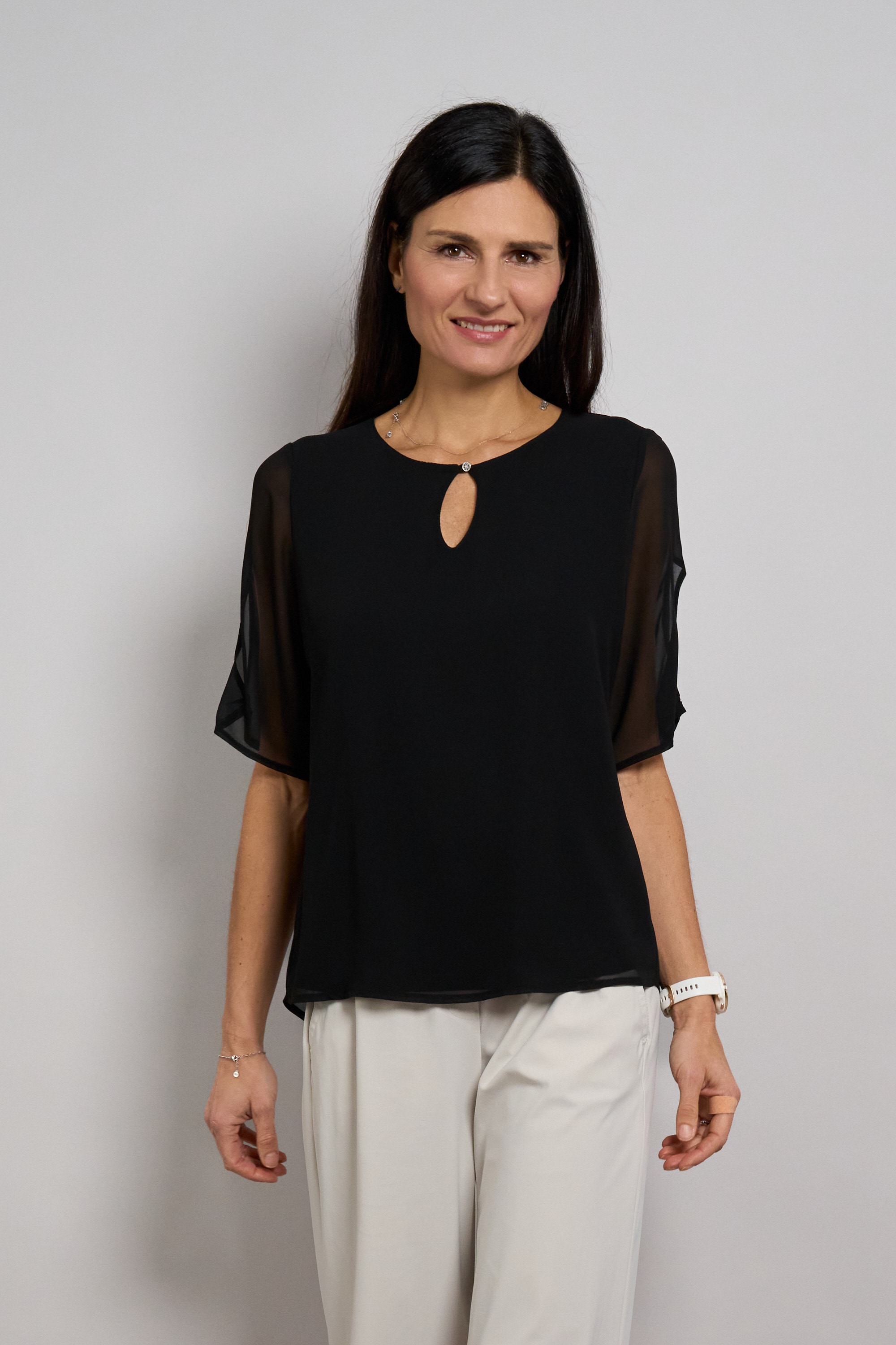 Seidel Moden Chiffonbluse "Otto exclusiv" Halbarm mit Cut-Out-Detail und Gl günstig online kaufen