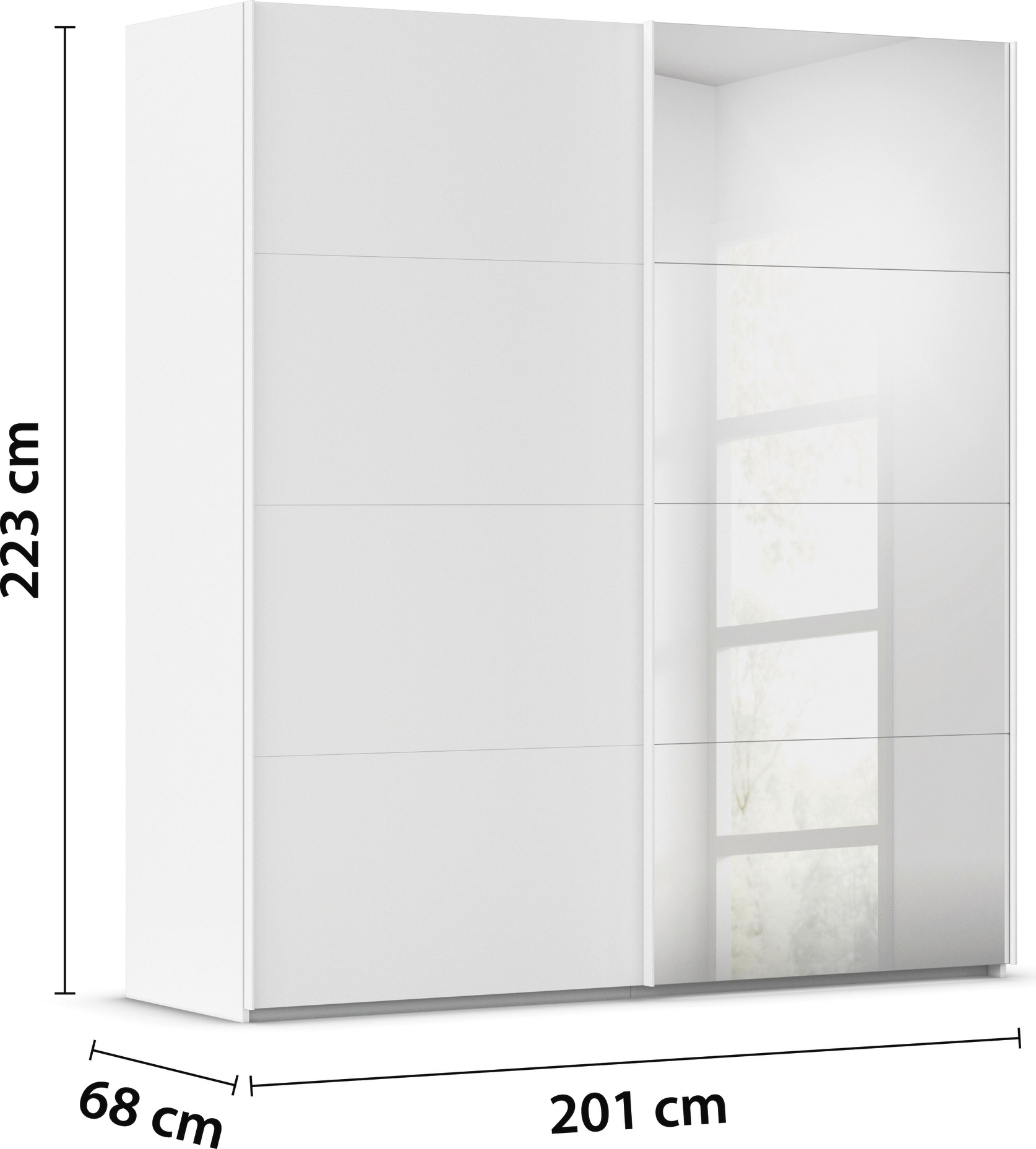 rauch Schwebetürenschrank »Kleiderschrank Schrank Garderobe Schlafzimmerschrank EVELYN«, in elegantem Stil mit Spiegel 5 Breiten viel Stauraum MADE IN GERMANY