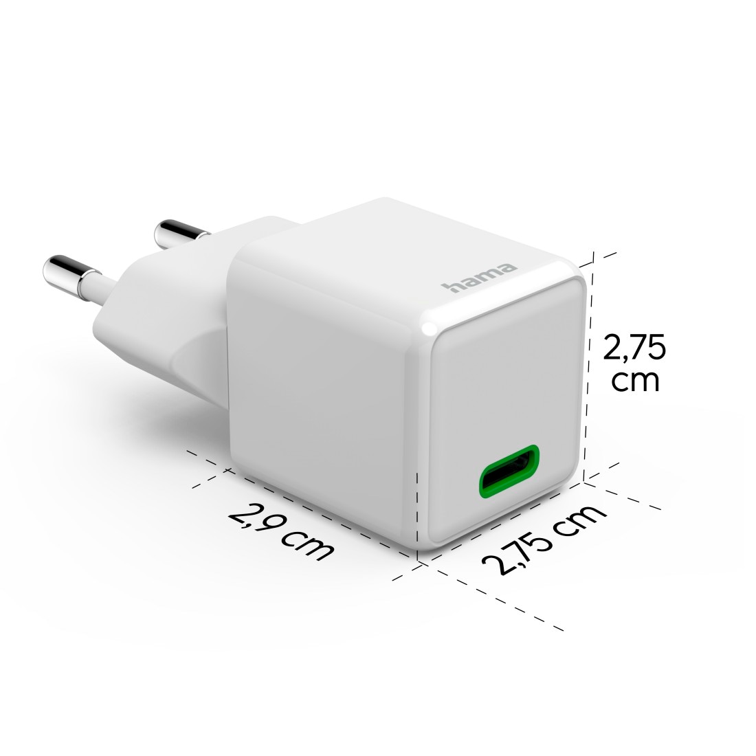 Hama Schnelllade-Gerät »Schnellladegerät (USB-C, PD/QC, extraklein 2,9 x 2,75 x 2,75 cm, 20 W)«, (1 St.)