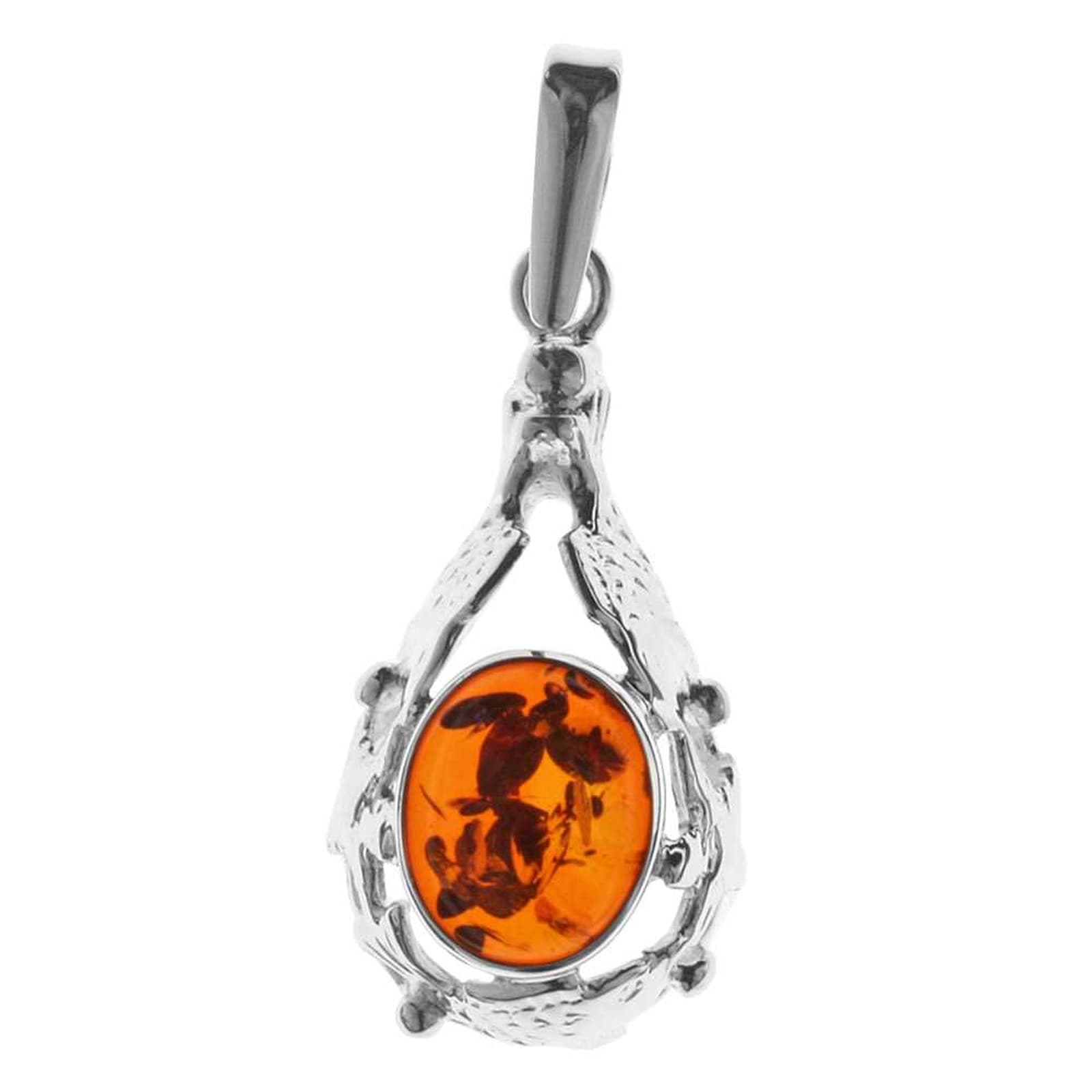 OSTSEE-SCHMUCK Damen Kettenanhänger "- Fischland 34x14 mm - Silber 925/000 - Bernstein", Silber 925 (Sterlingsilber), silber, Silber 925