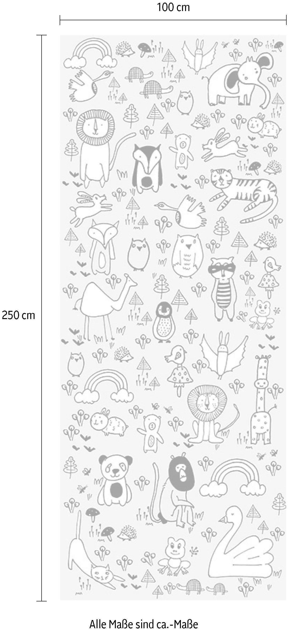 Komar Vliestapete »Digitaldruck Vlies - Scribble Park Panel - Größe 100 x 250 cm«, bedruckt, Wohnzimmer, Schlafzimmer