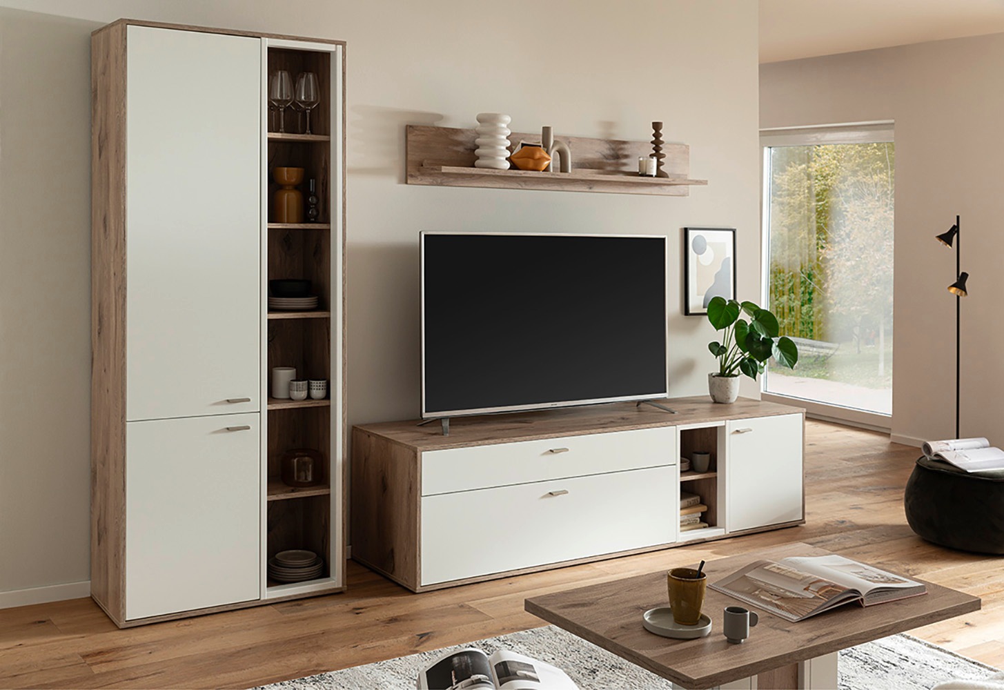 MCA furniture Wohnwand »SANTERNO«, (Komplett-Set, 3 St., 3-teilg), Wohnzimmer Set (3-tlg.), Türen & Schubkästen gedämpft, Breite 292 cm