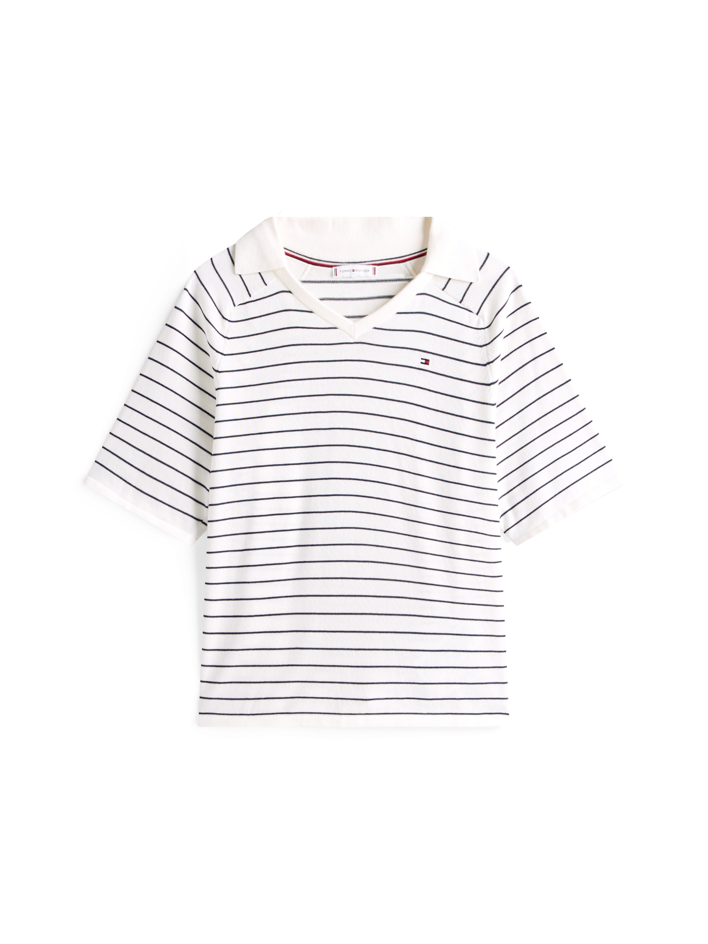 Tommy Hilfiger Strickpullover »CO JERSEY STCH POLO V-NK S/S SWT«