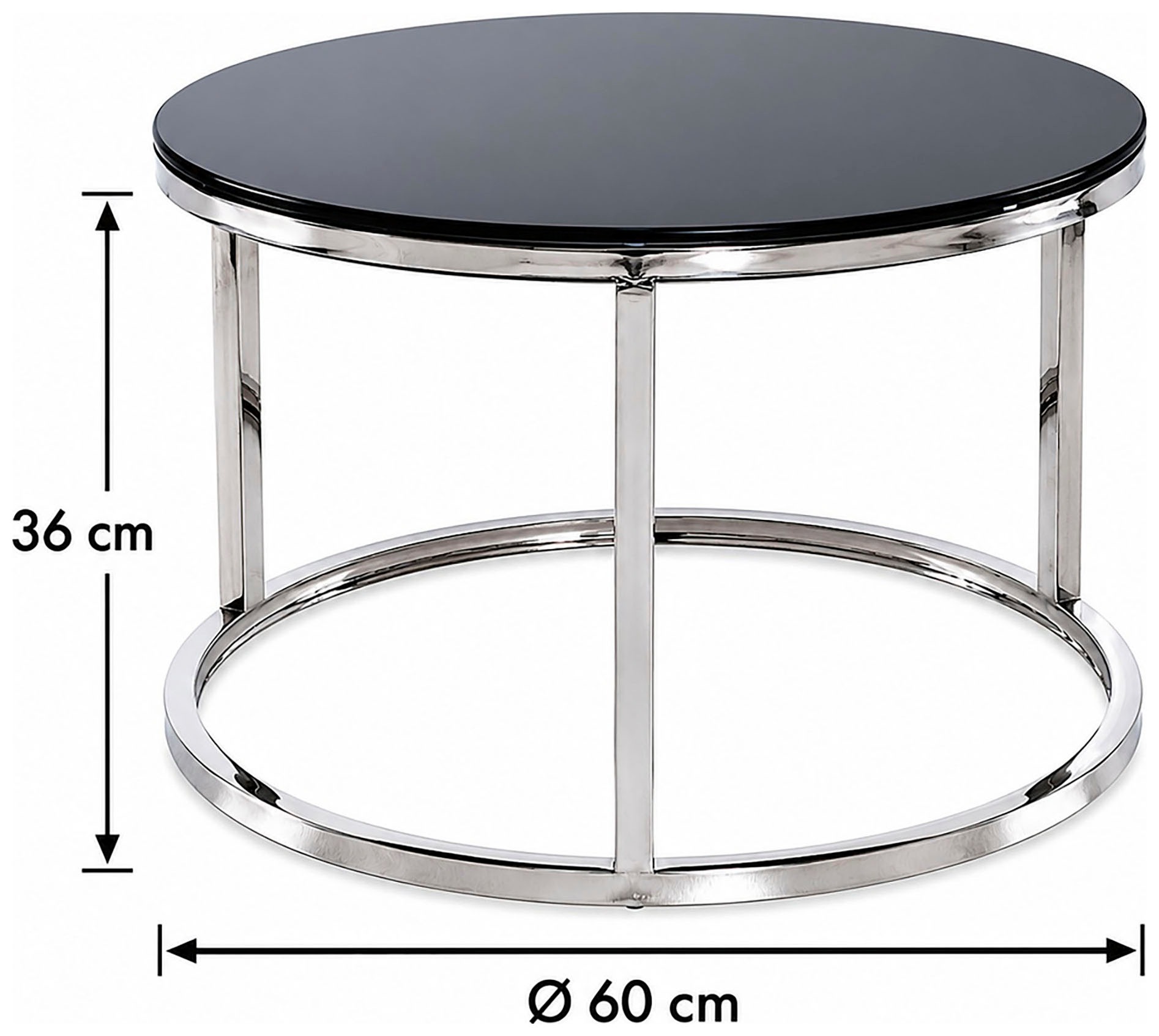 HAKU Beistelltisch »Sofatisch, Wohnzimmertisch« 1 Stk. tlg. rund - aus Metall Silber - Ø/H 60/36 cm