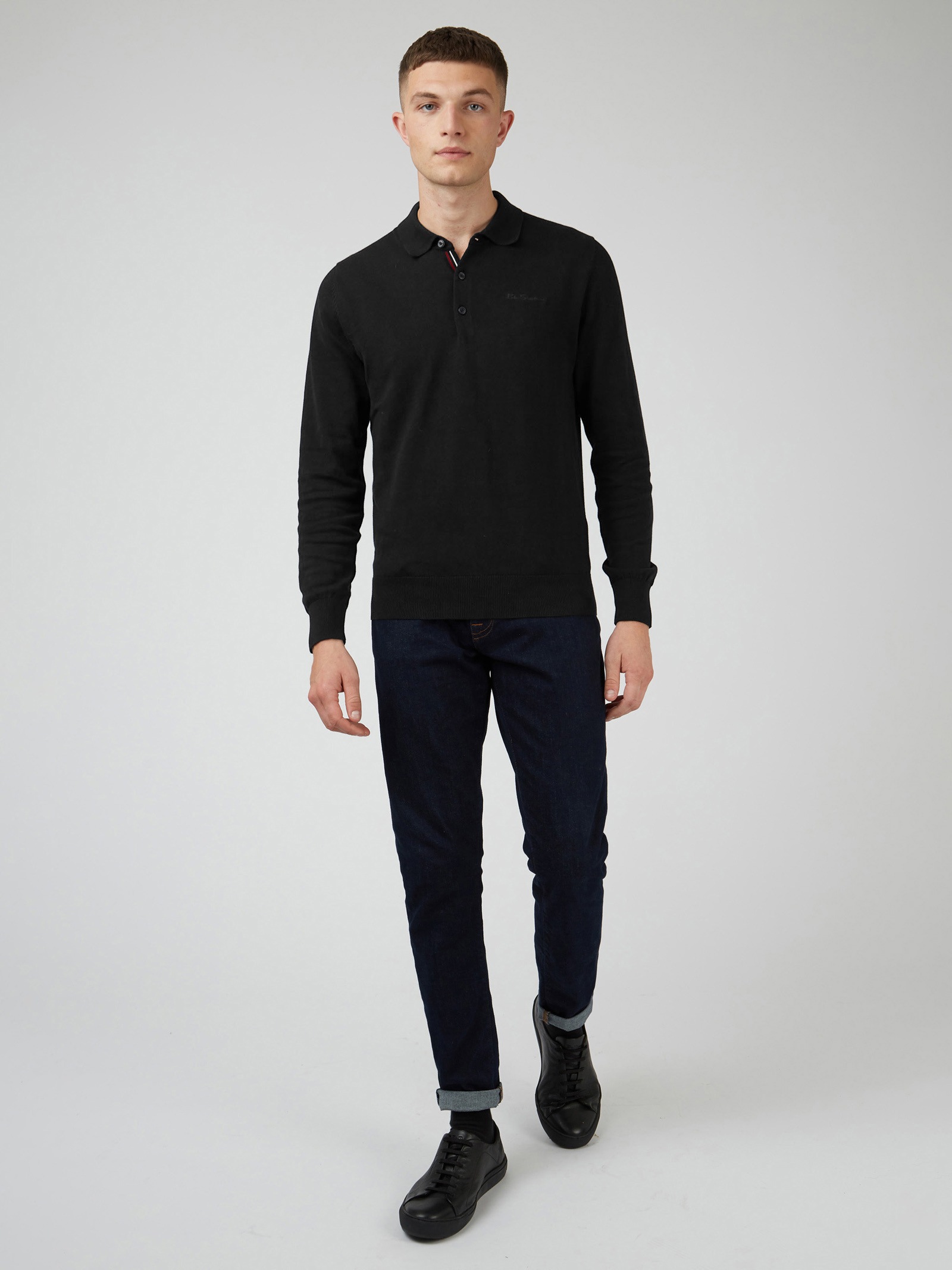 Ben Sherman Poloshirt »Long Sleeve Signature Knitted Polo«, 3-Knopf-Verschluss