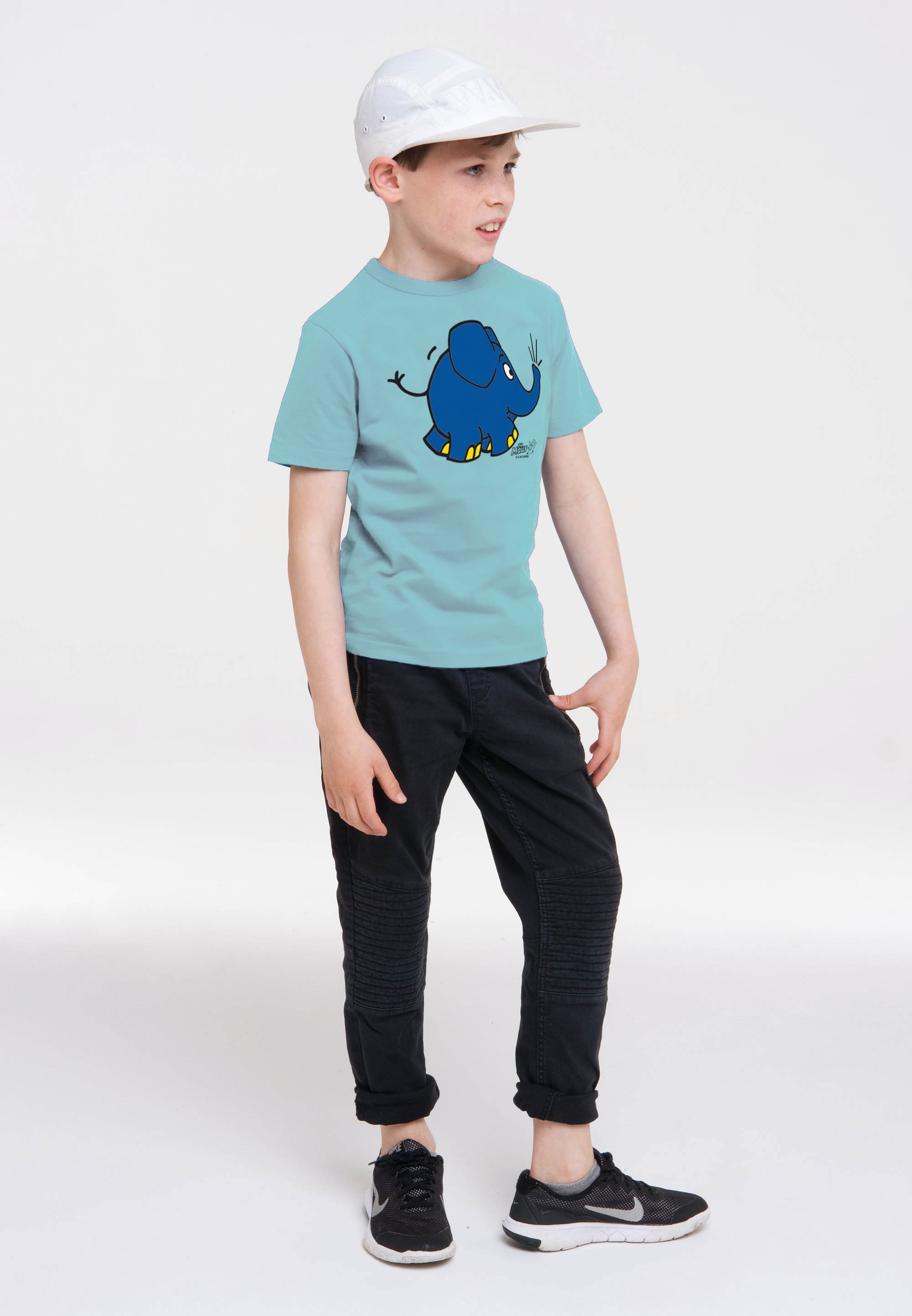 T-Shirt mit online LOGOSHIRT Elefant mit Maus | coolem Törö«, - Print BAUR bestellen der »Sendung