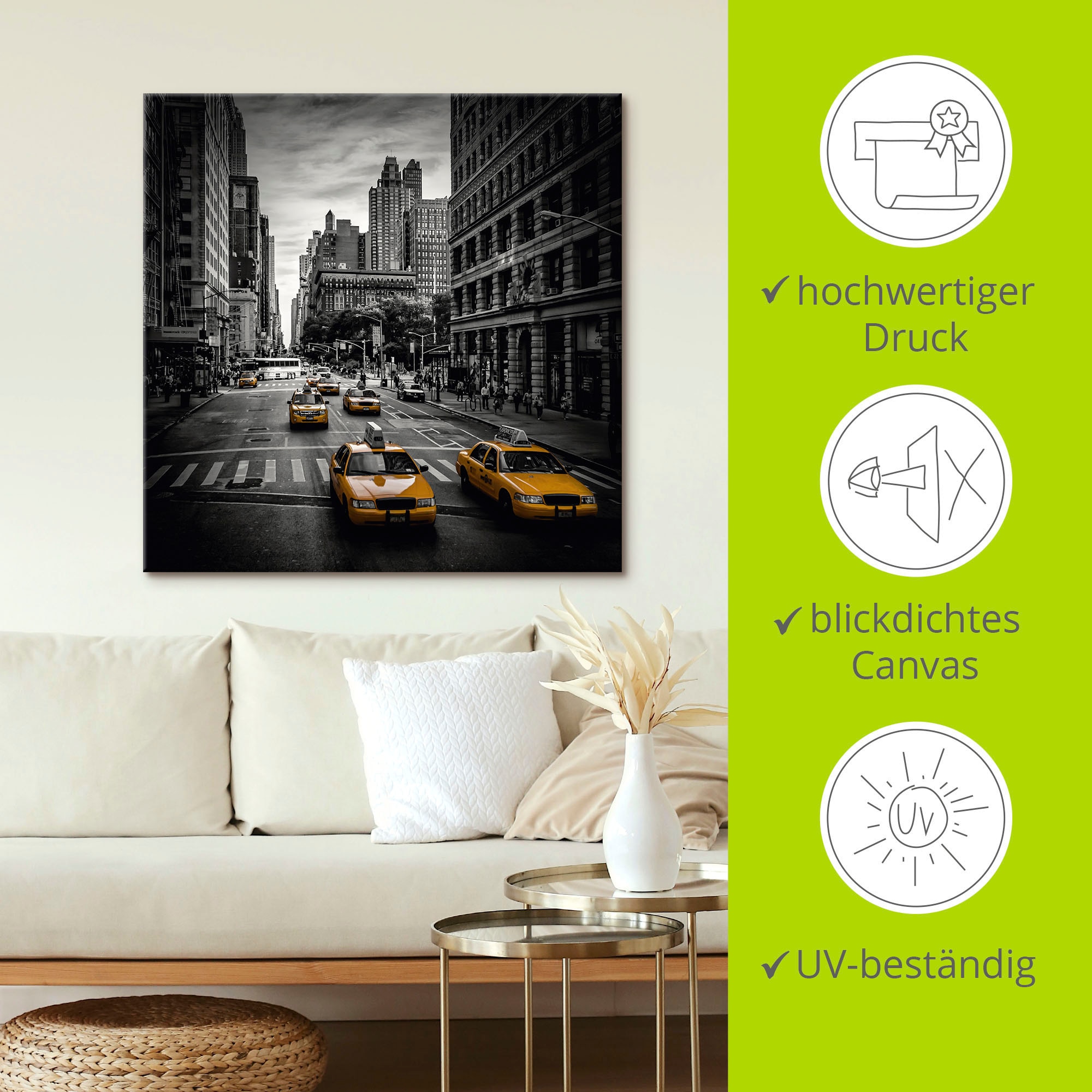 Artland Wandbild »New York City Verkehr 5th Avenue«, Amerika, (1 St.), als Alubild, Outdoorbild, Leinwandbild, Poster, Wandaufkleber