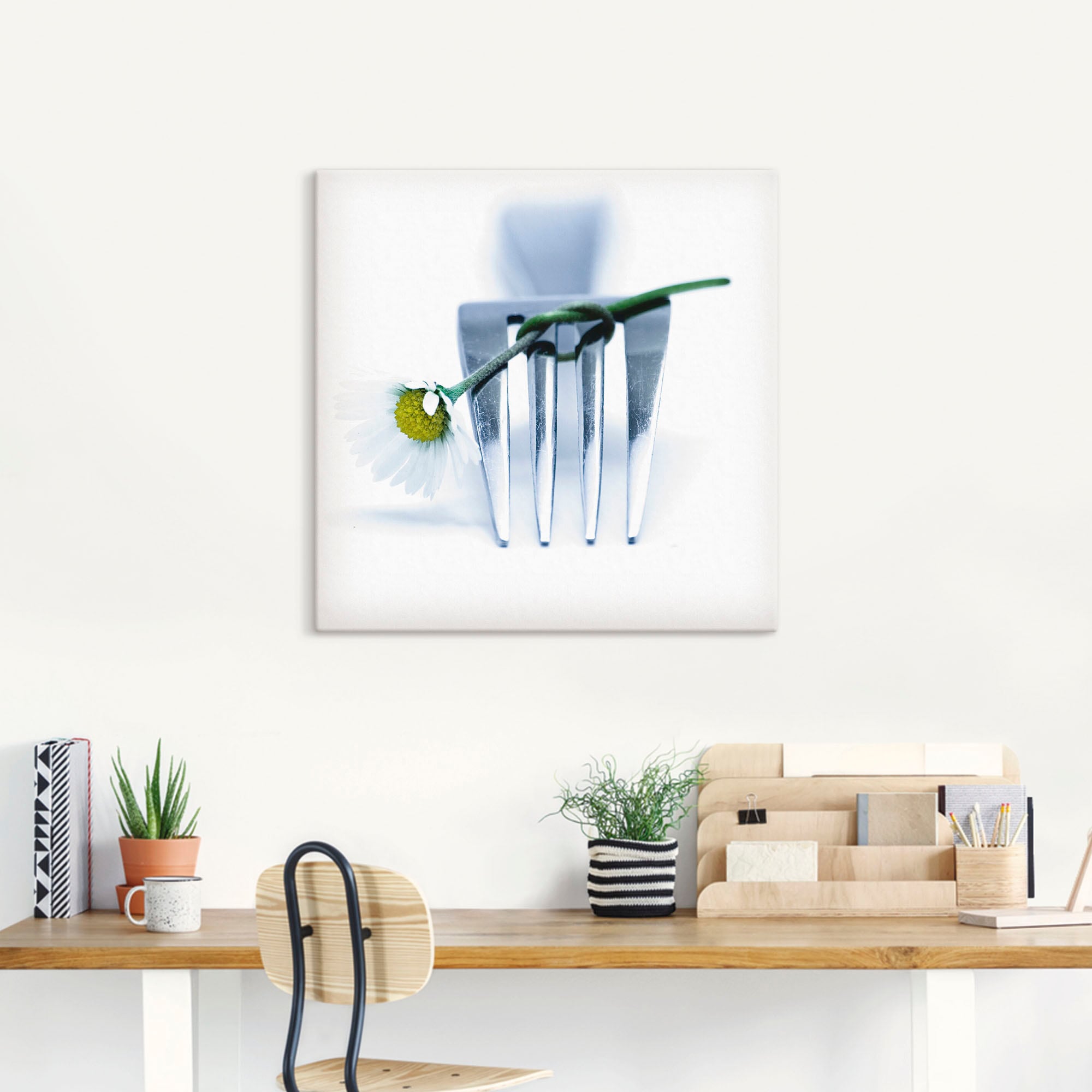 Artland Wandbild "Gabel und Blume", Geschirr & Besteck, (1 St.), als Leinwa günstig online kaufen