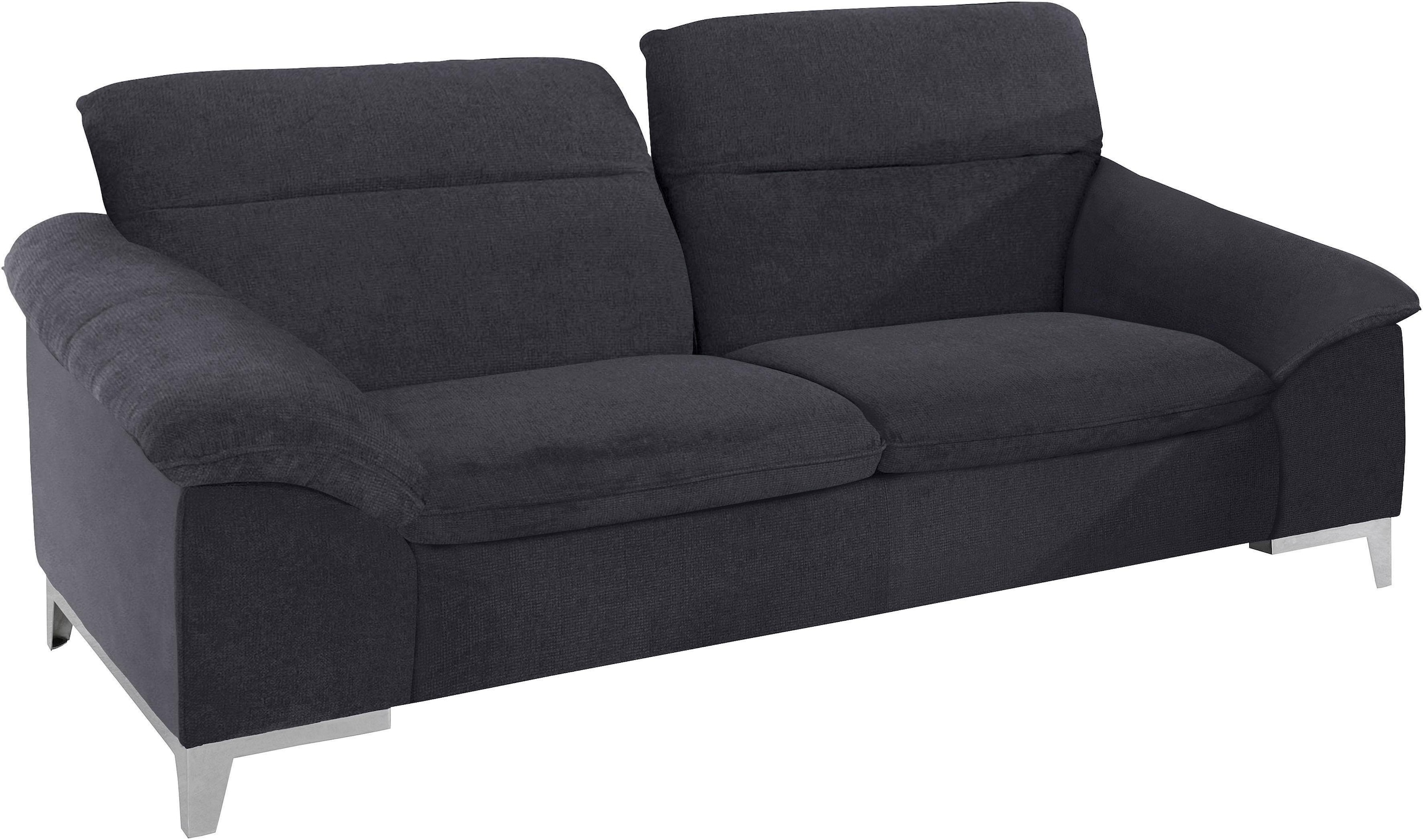 Polstergarnitur COTTA, B:218cm, schwarz, Sitzmöbel-Sets, "Teresa", Set bestehend aus: 2-Sitzer mit Kopfteilverstellung & Hocker