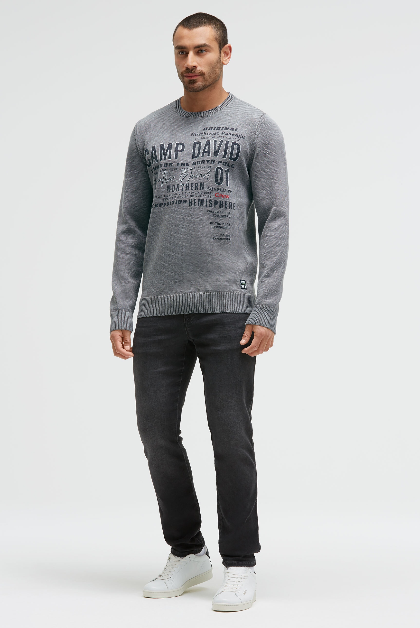 CAMP DAVID Rundhalspullover aus Baumwolle