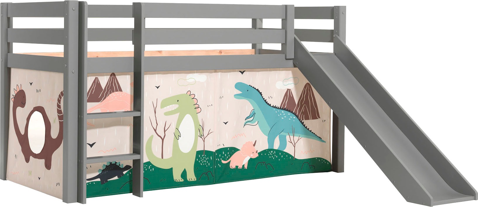 Vipack Spielbett "Pino, Kiefer massiv, mit Rolllattenrost u. Textil-Set, Ma günstig online kaufen