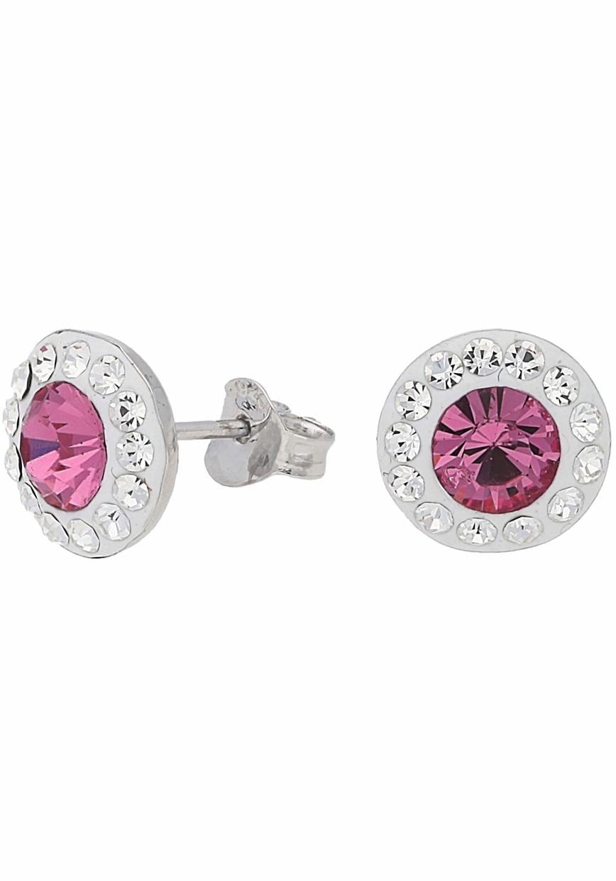 Paar Ohrstecker »Schmuck Geschenk Silber 925 Ohrschmuck pink & weiß«, mit Kristallstein