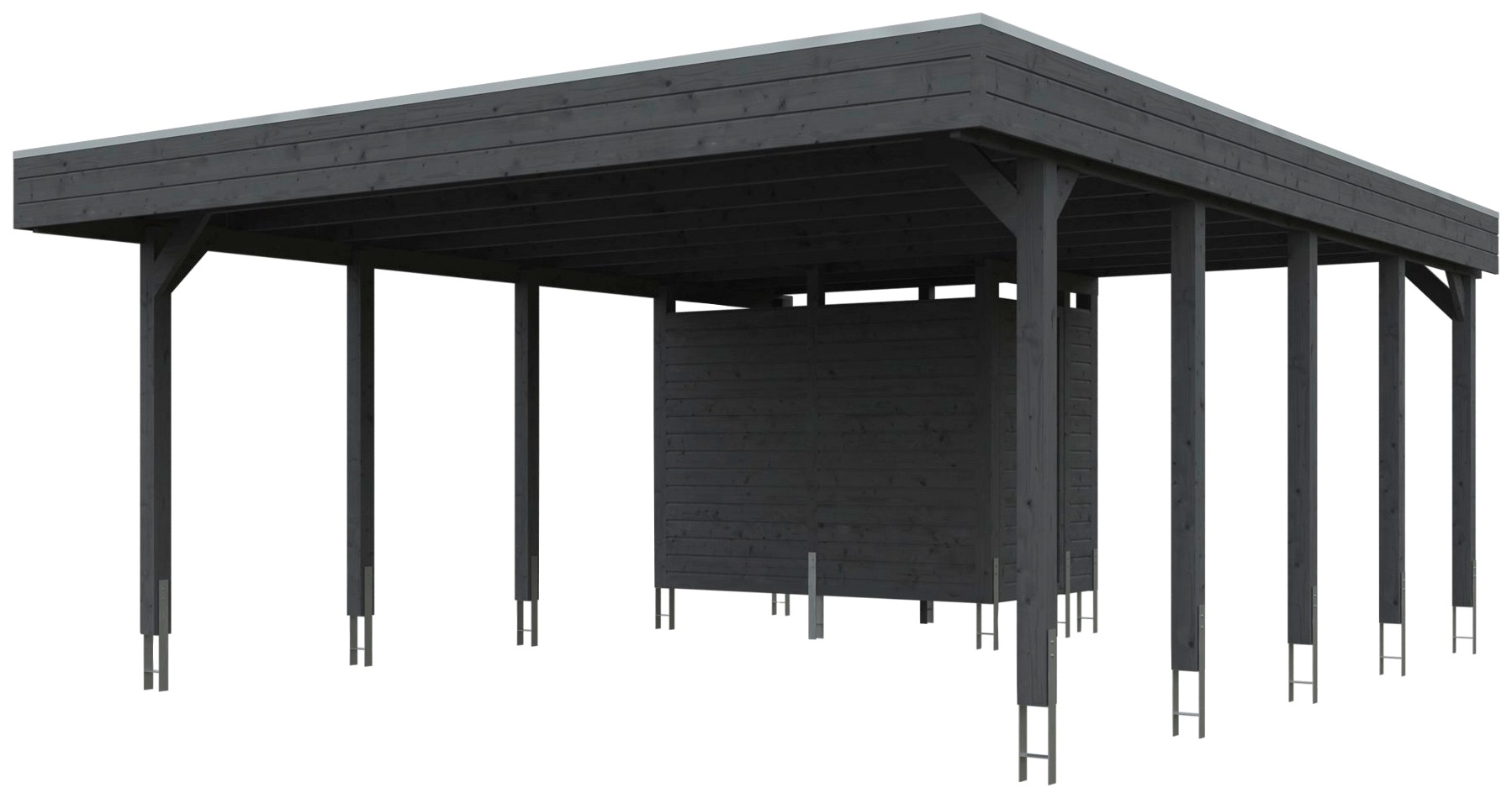 Skanholz Doppelcarport "Friesland Set 4" Massivholz 514 cm dunkelgrau