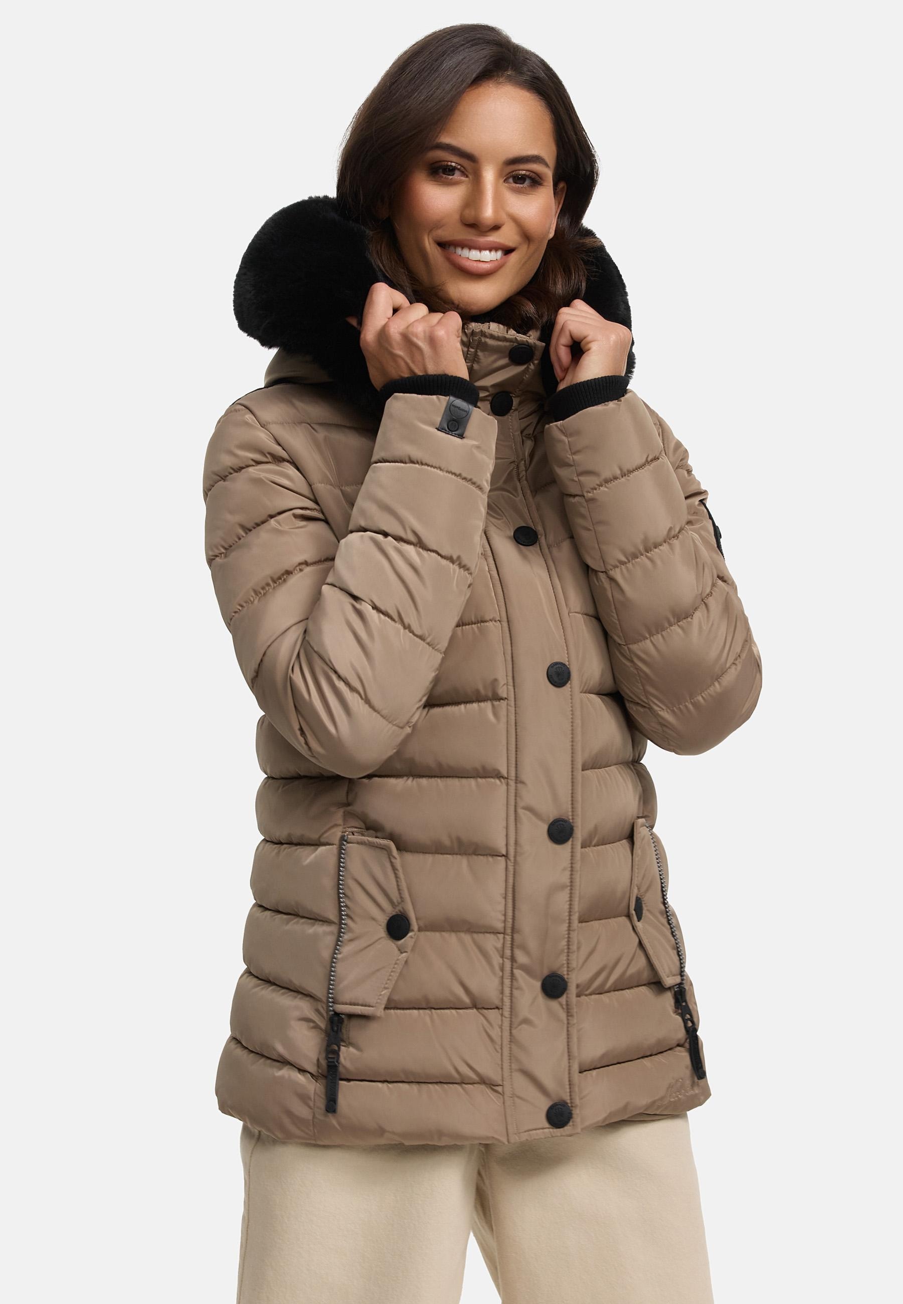 Navahoo Steppjacke »Milianaa«, mit Kapuze, Edle Winterjacke mit weicher Kunstfell-Kapuze
