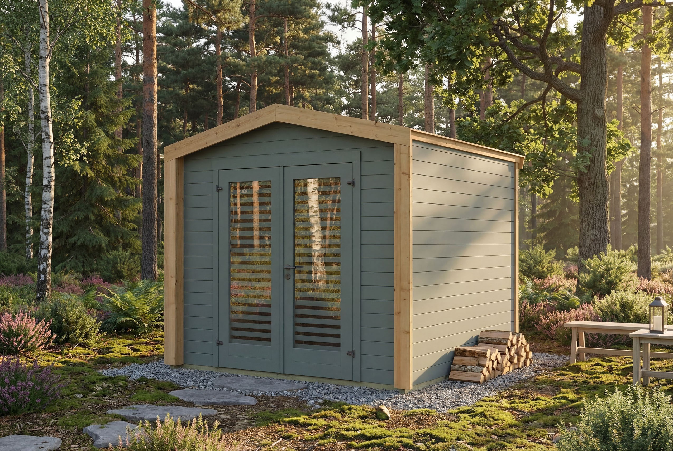 weka Gartenhaus "Killarney" Doppeltür mit Lamellen