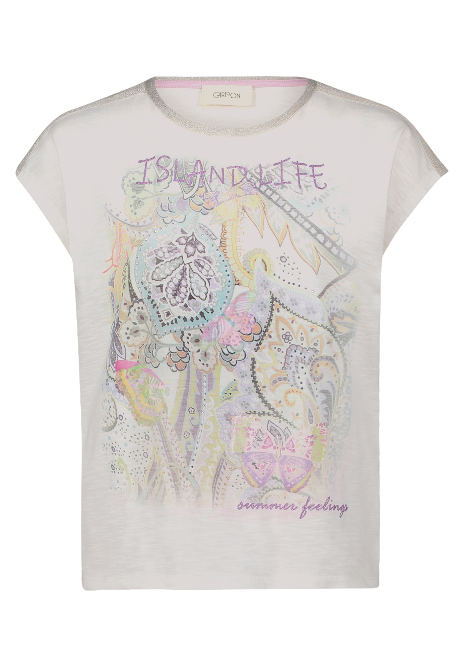 Cartoon Kurzarmshirt "Cartoon Rundhals-Shirt mit Placement", (1 tlg.), Aufg günstig online kaufen