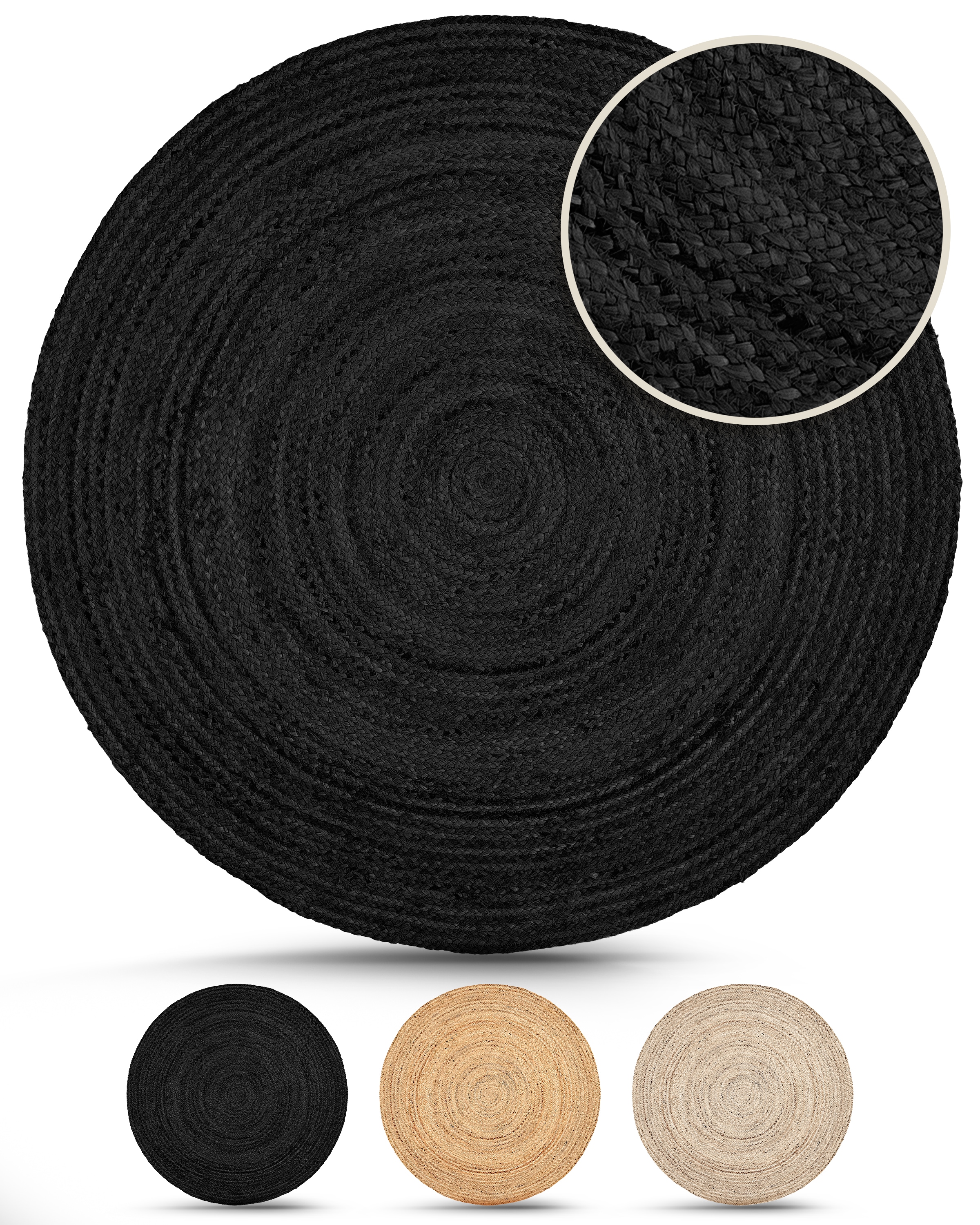 carpetfine Teppich "Nele Juteteppich Naturfaser" rund 6 mm Höhe geflochtene günstig online kaufen